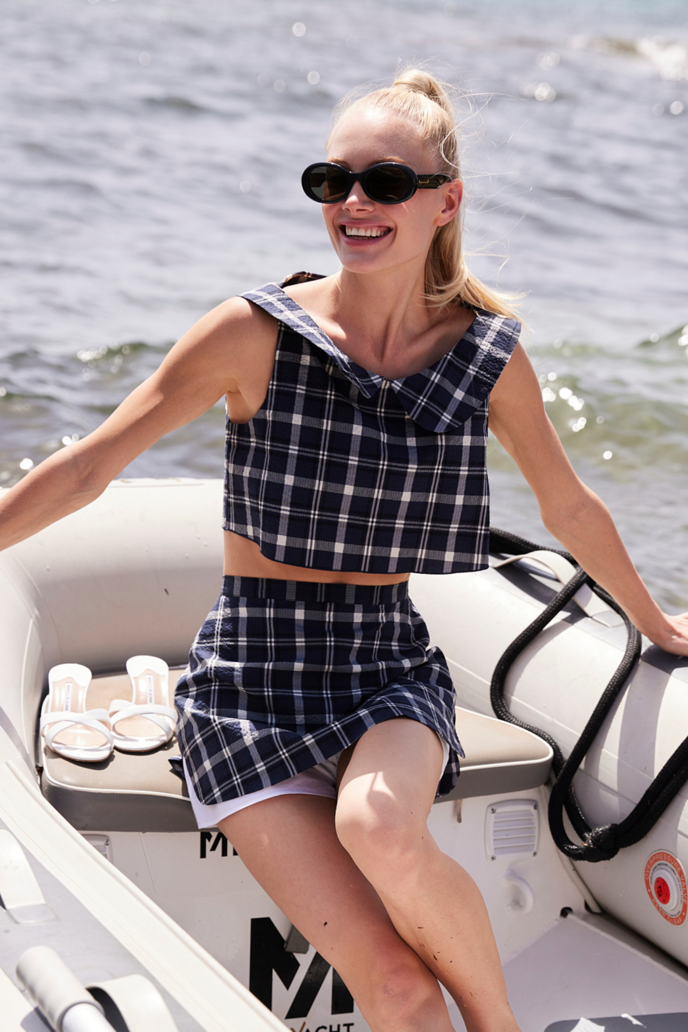 ROMY skort in navy plaid