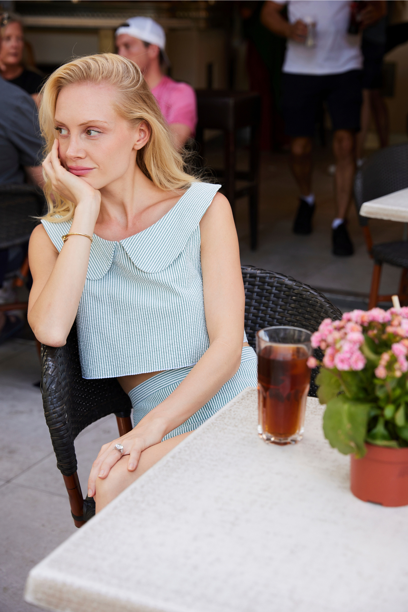 GABRIELLA top in green stripes