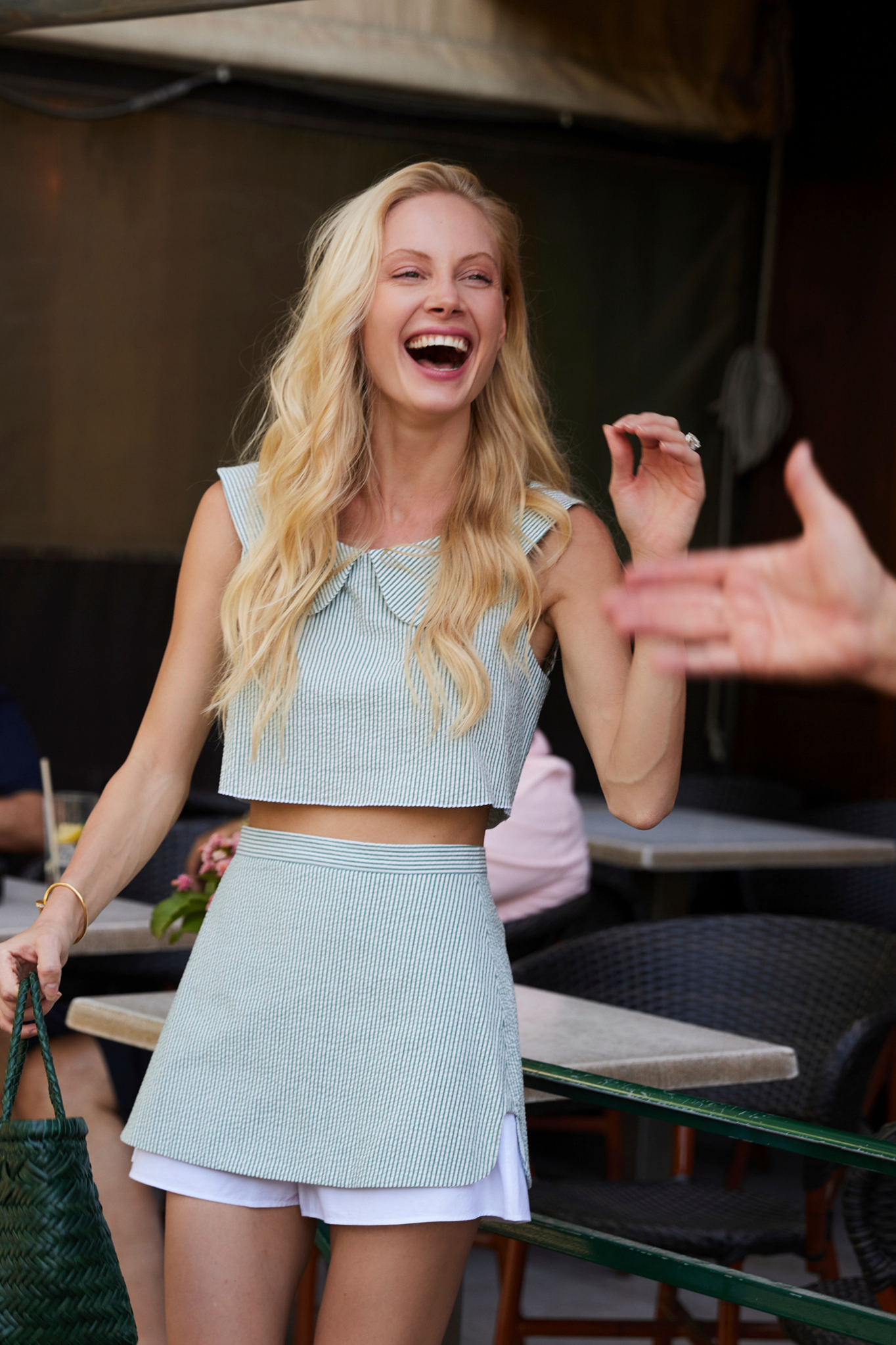 ROMY skort in green stripes