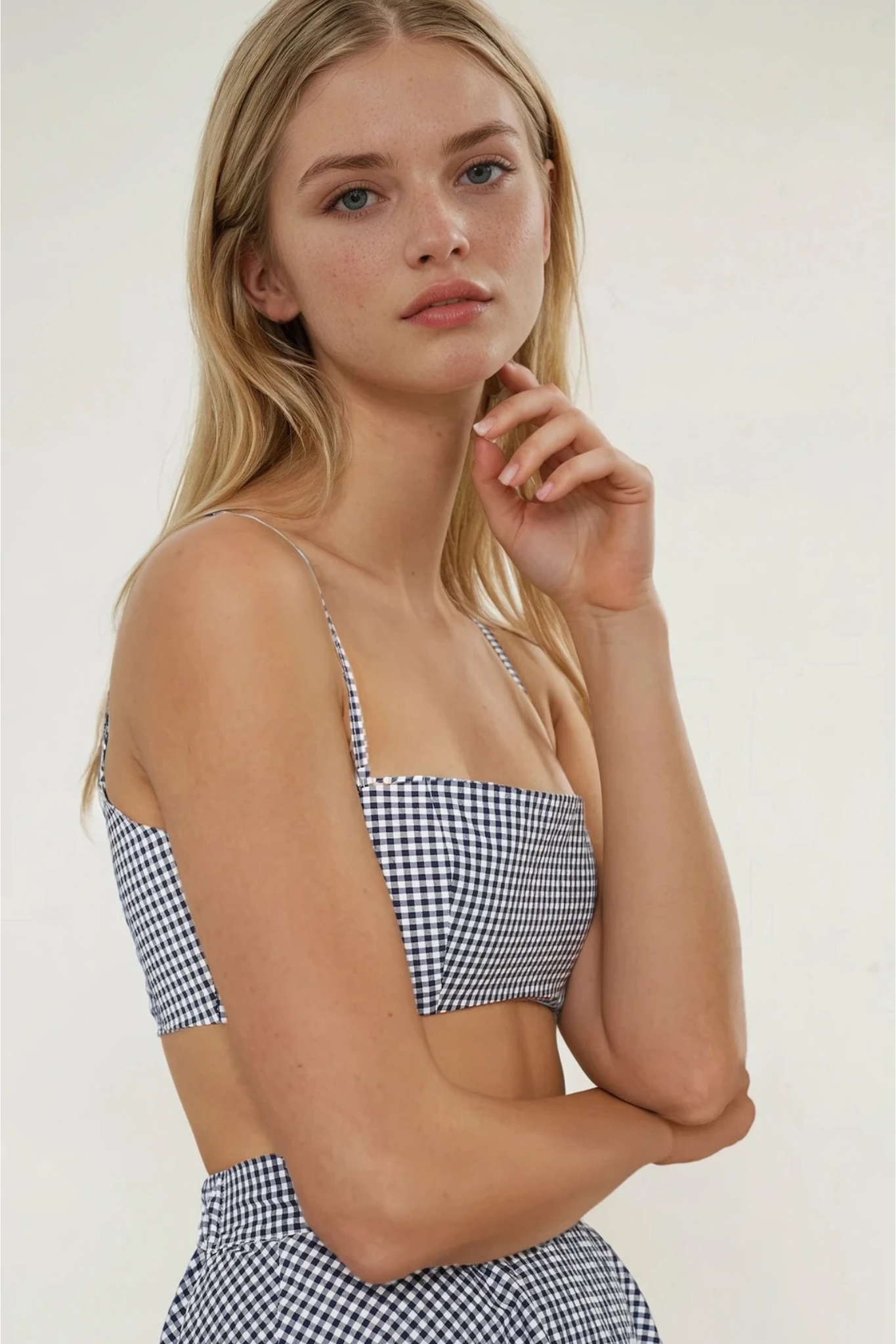Louise Top - Navy - Gingham