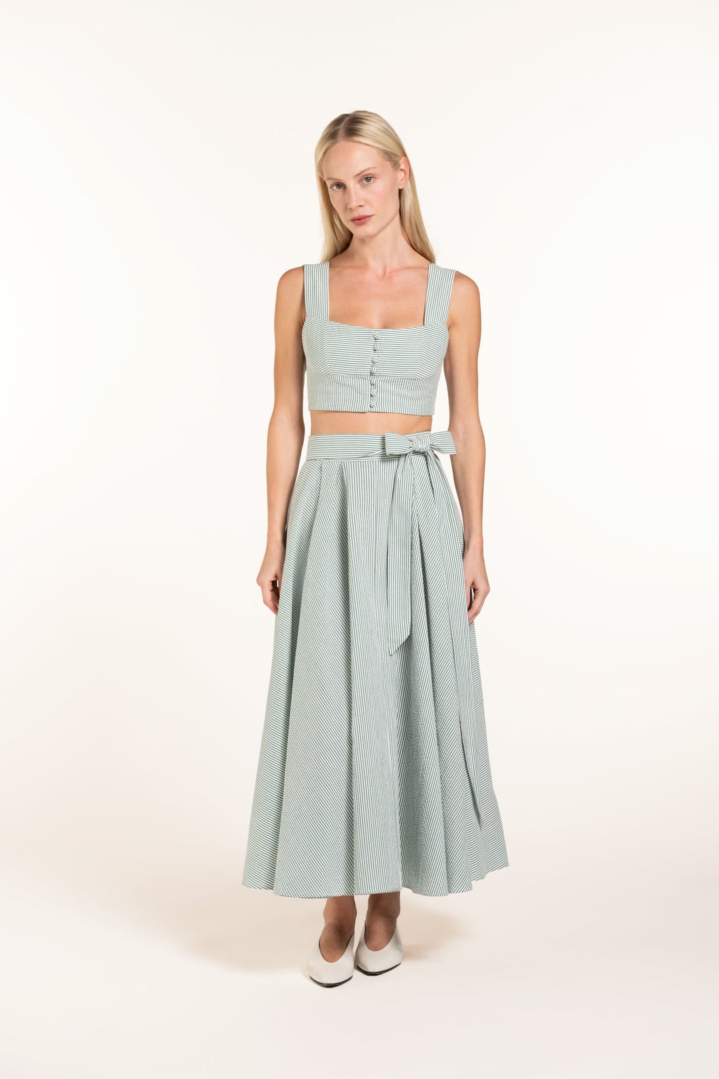 Anane Skirt - Sage - Stripes