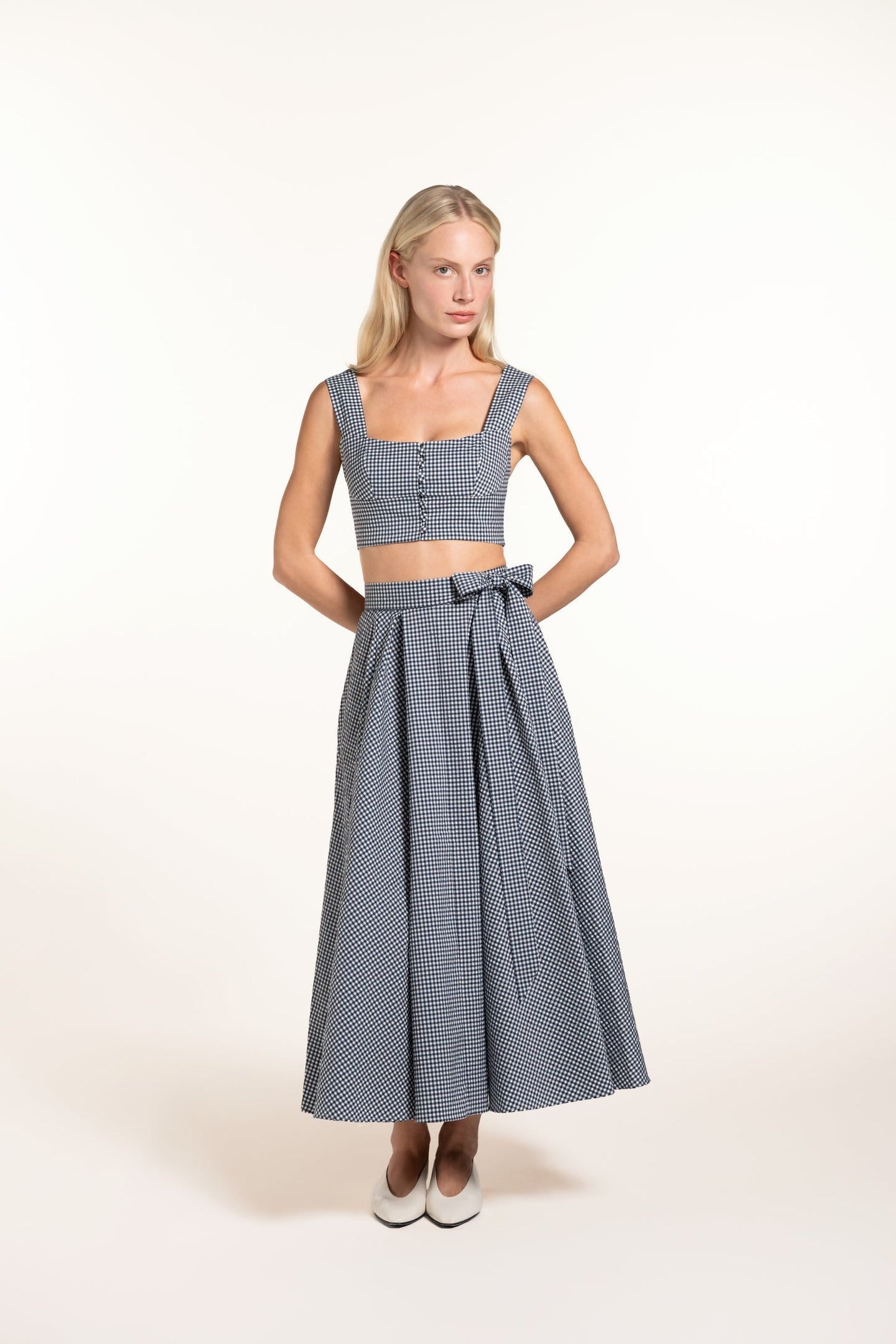 Acacia Top - Navy - Gingham