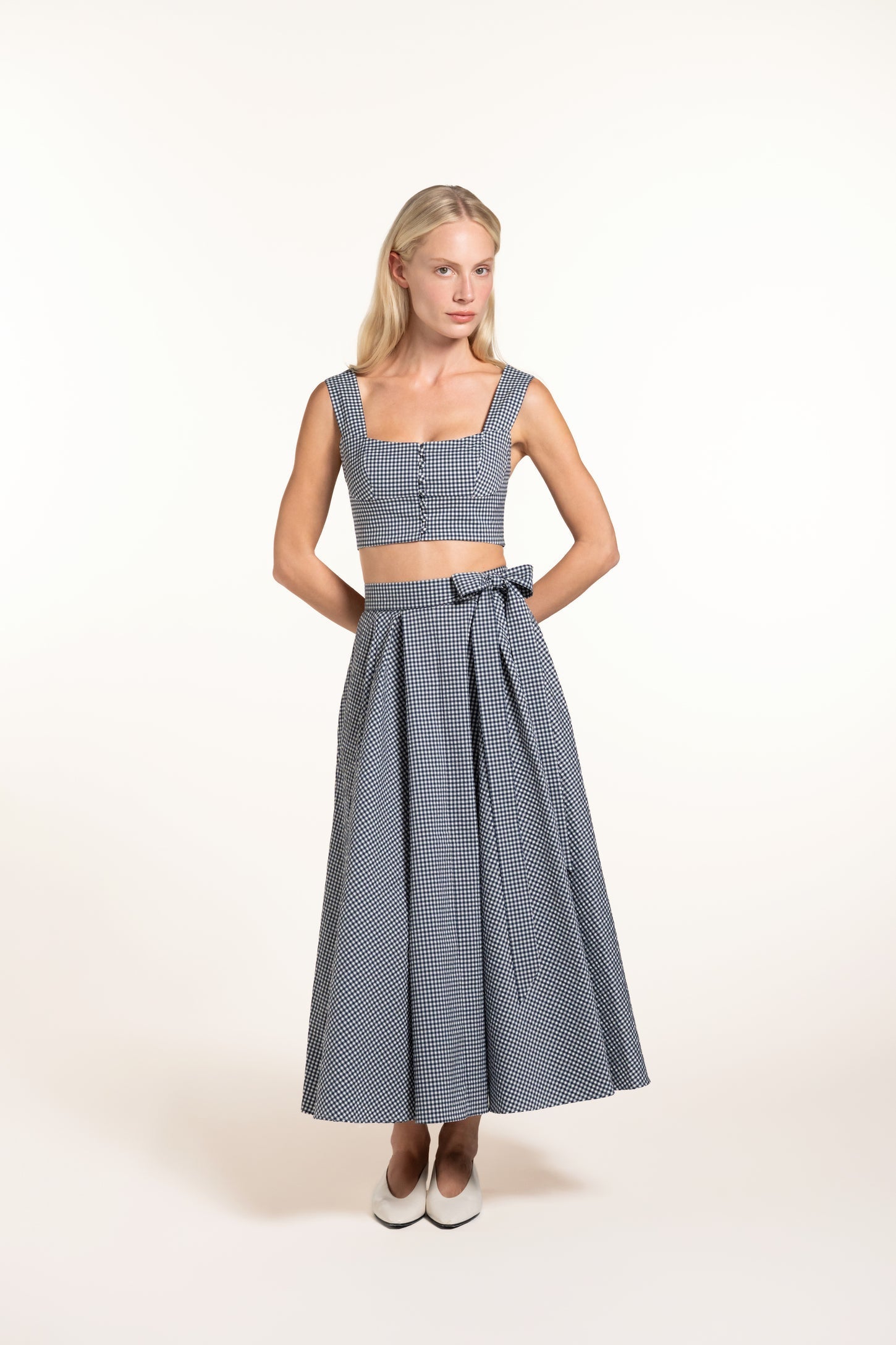 Acacia Top - Navy - Gingham