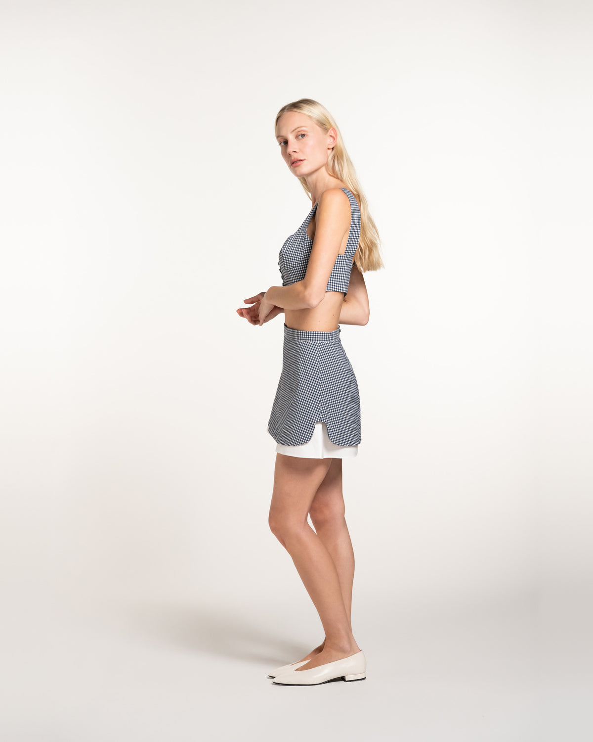 Zhiggie Romy Skort in navy gingham
