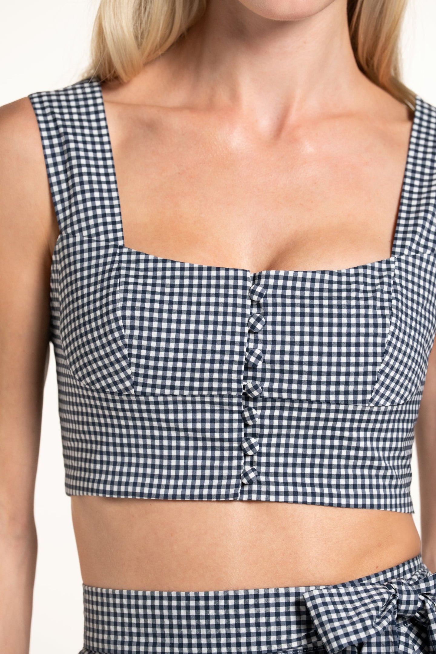 Acacia Top - Navy - Gingham