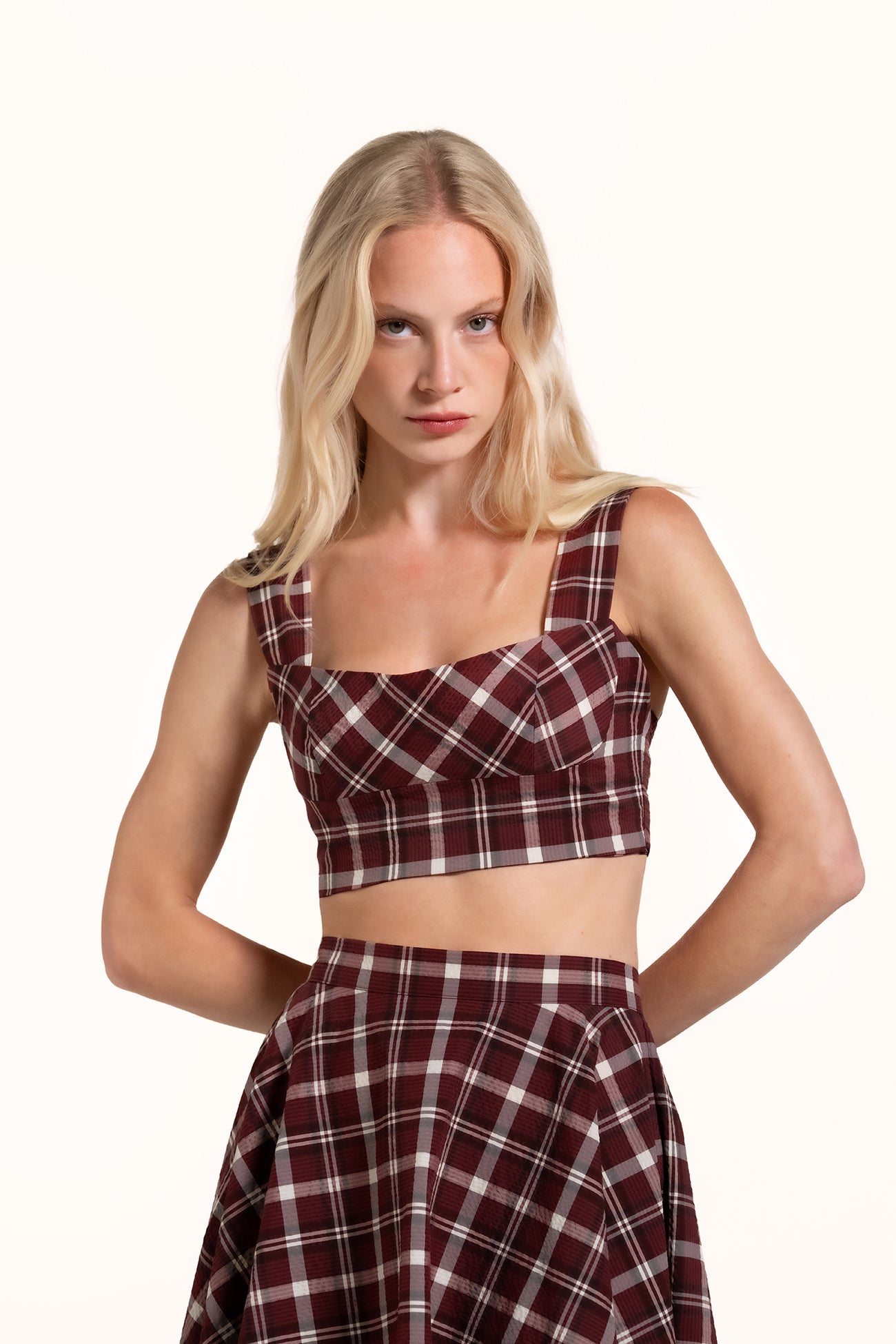Zhiggie Acacia Top in wine plaid