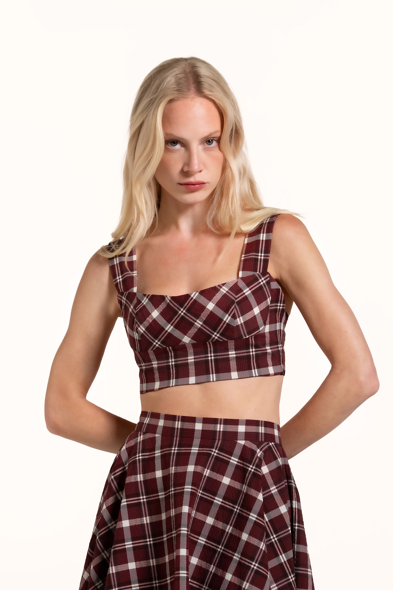 Zhiggie Acacia Top in wine plaid