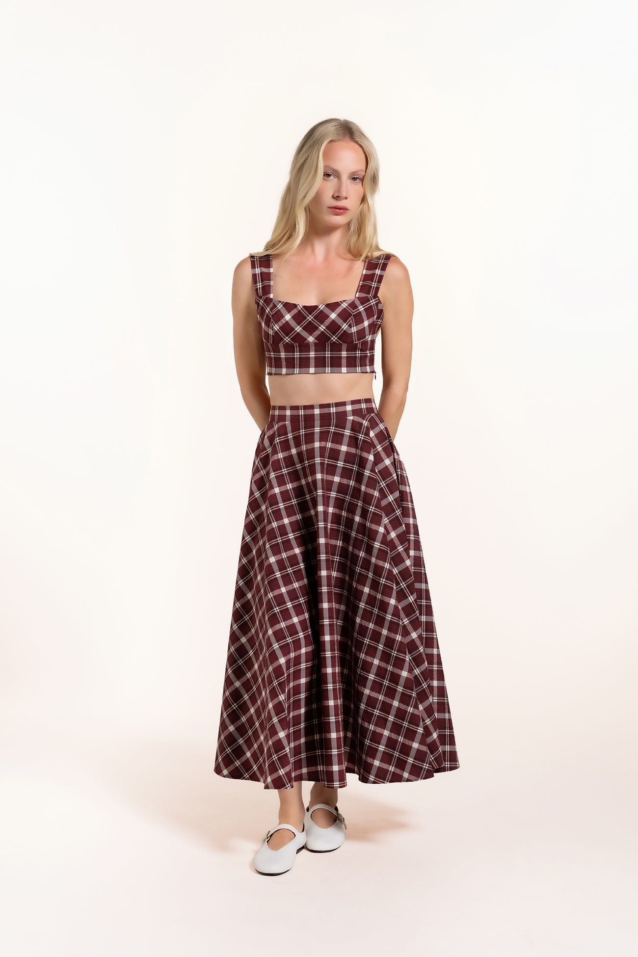 Zhiggie Babilou Skirt in wine plaid