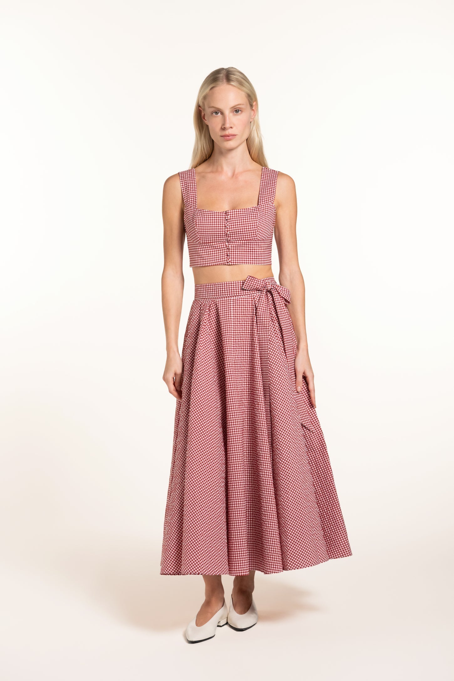 Acacia Top - Red - Gingham