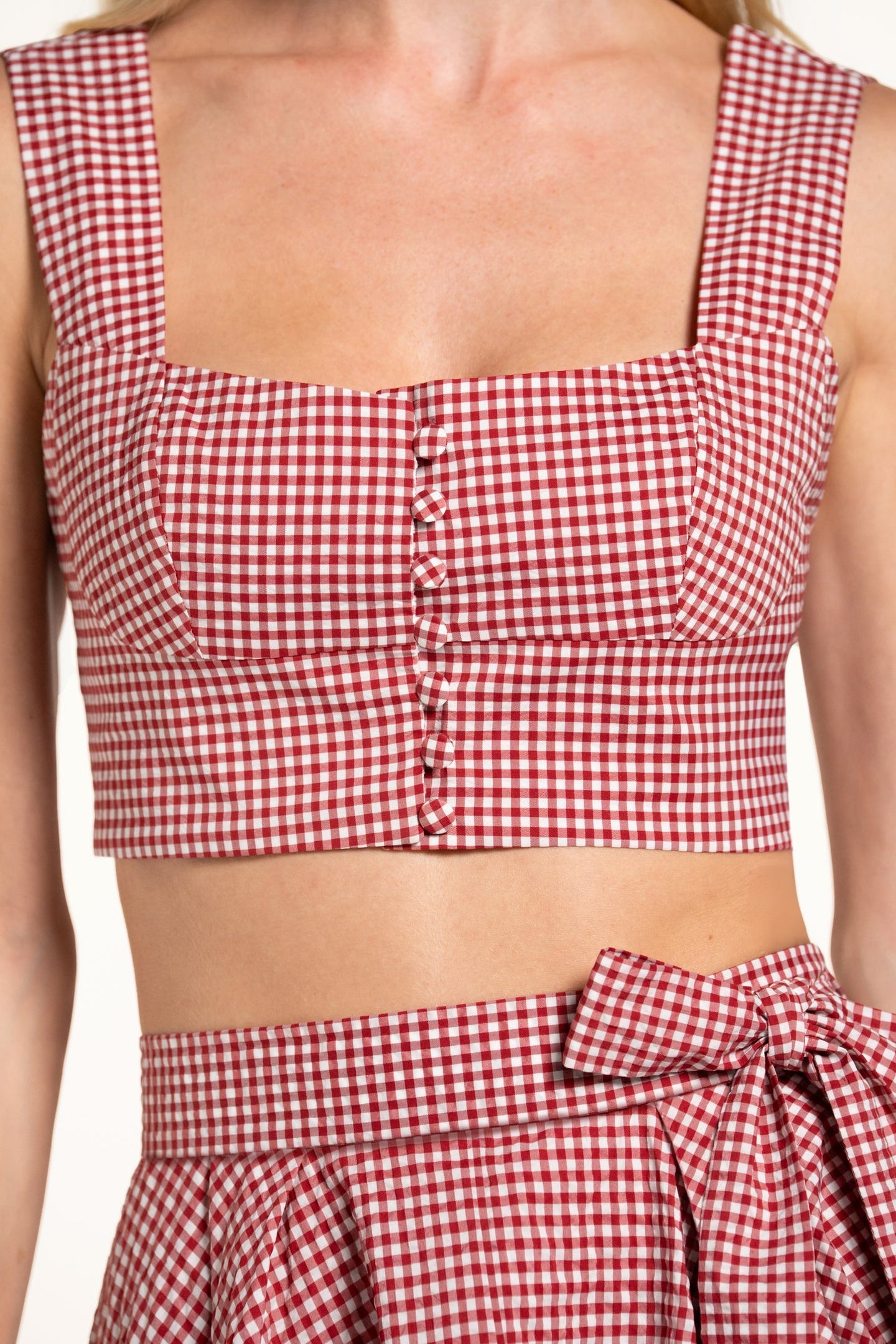 Acacia Top - Cherry - Gingham