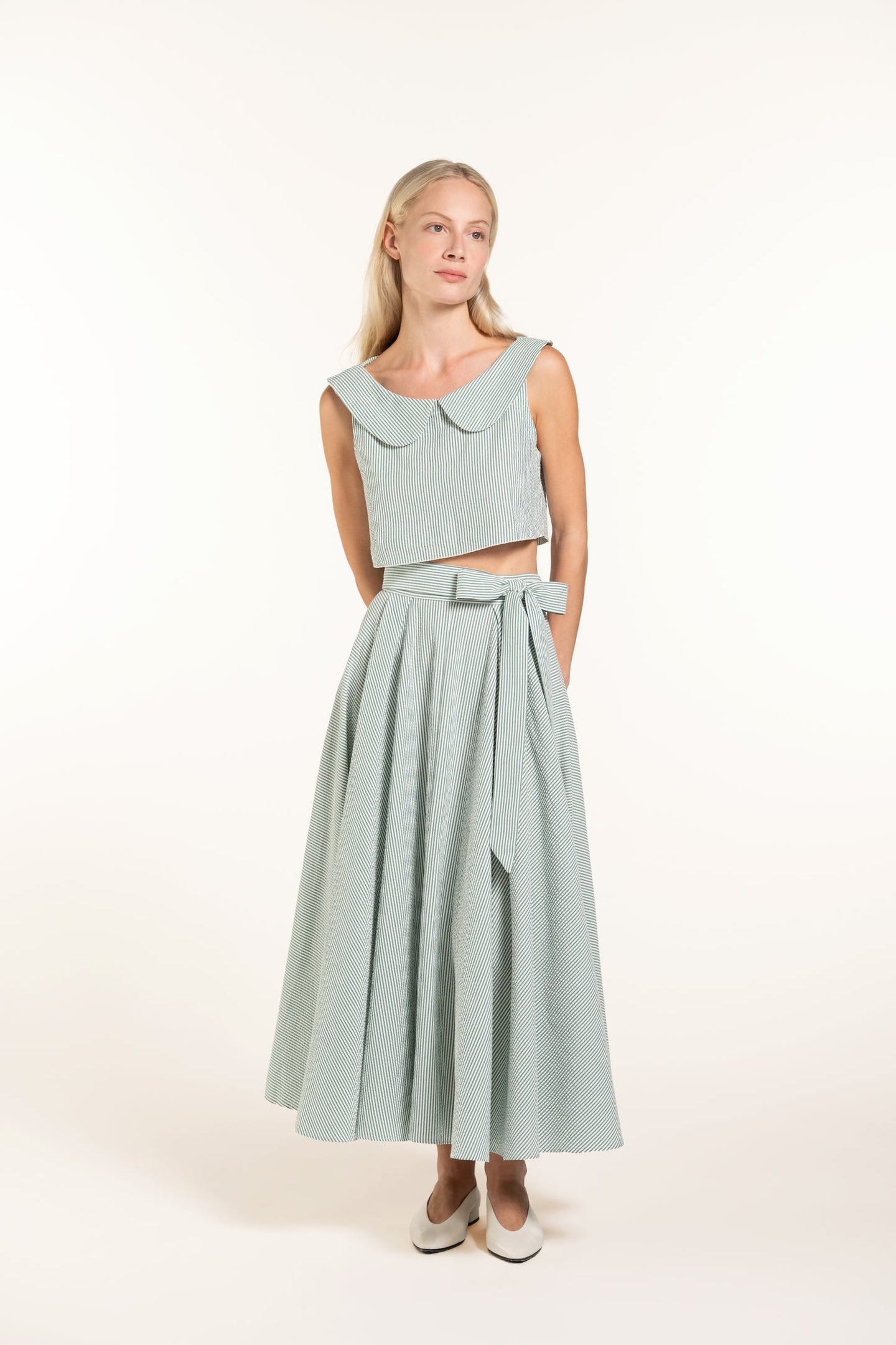 Anane Skirt - Sage - Stripes