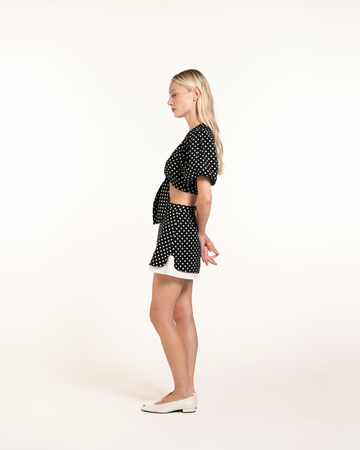 Zhiggie Anna Top in black polka dots