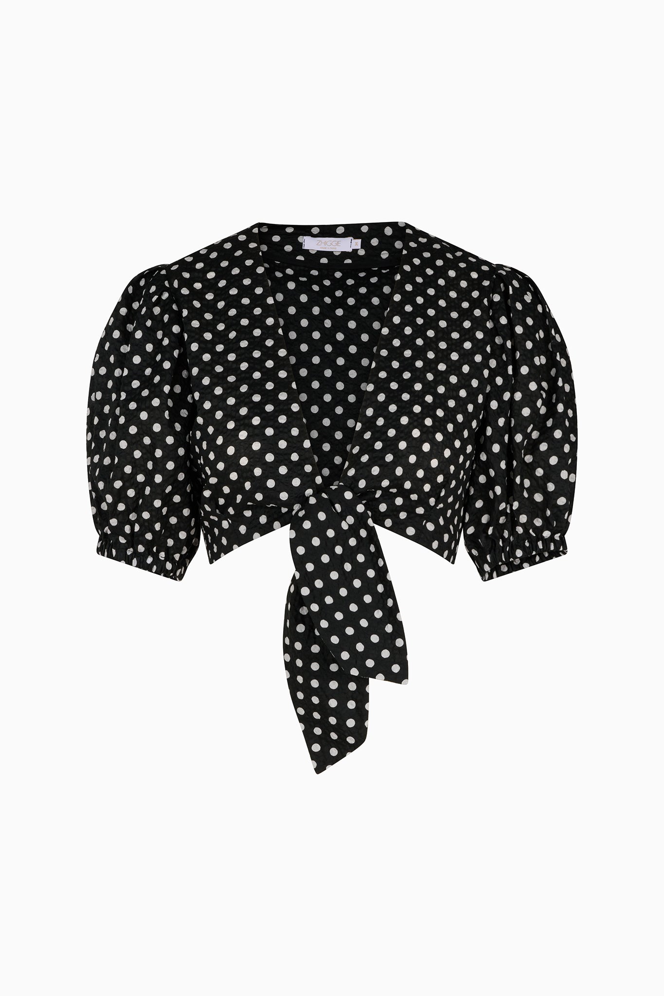 ANNA top in black polkadots