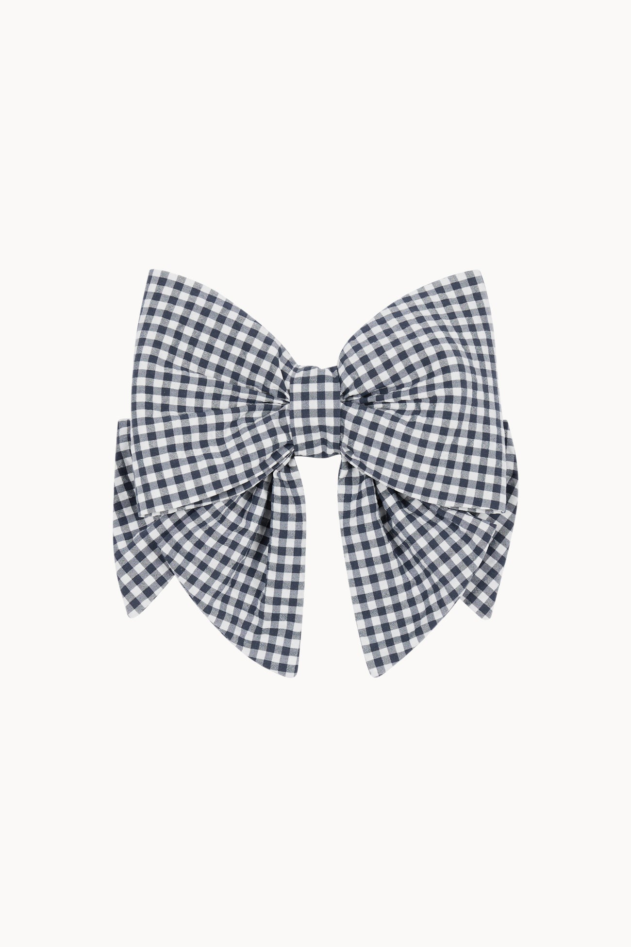 Large Hair Bow - Navy - Gingham