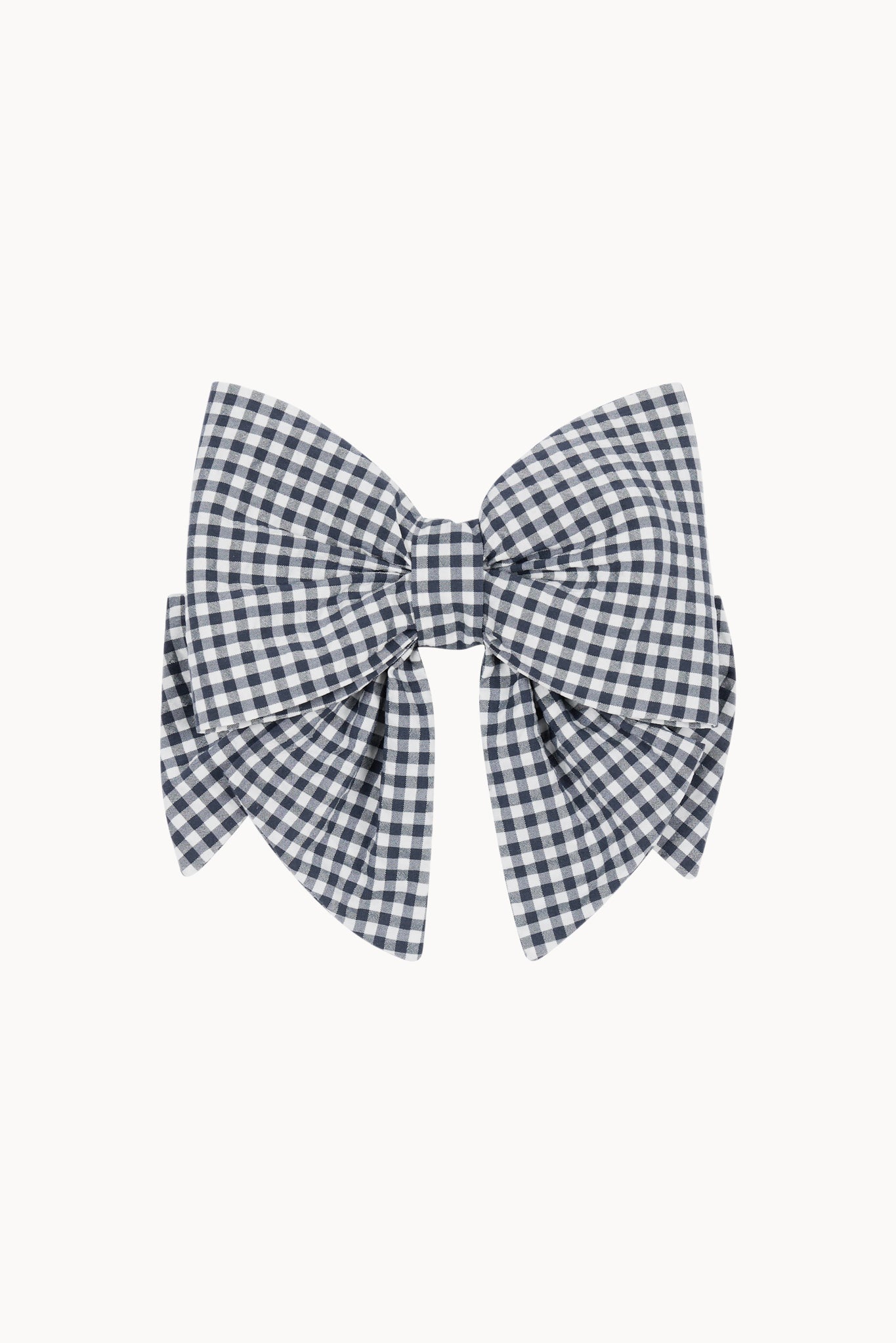 Large Hair Bow - Navy - Gingham