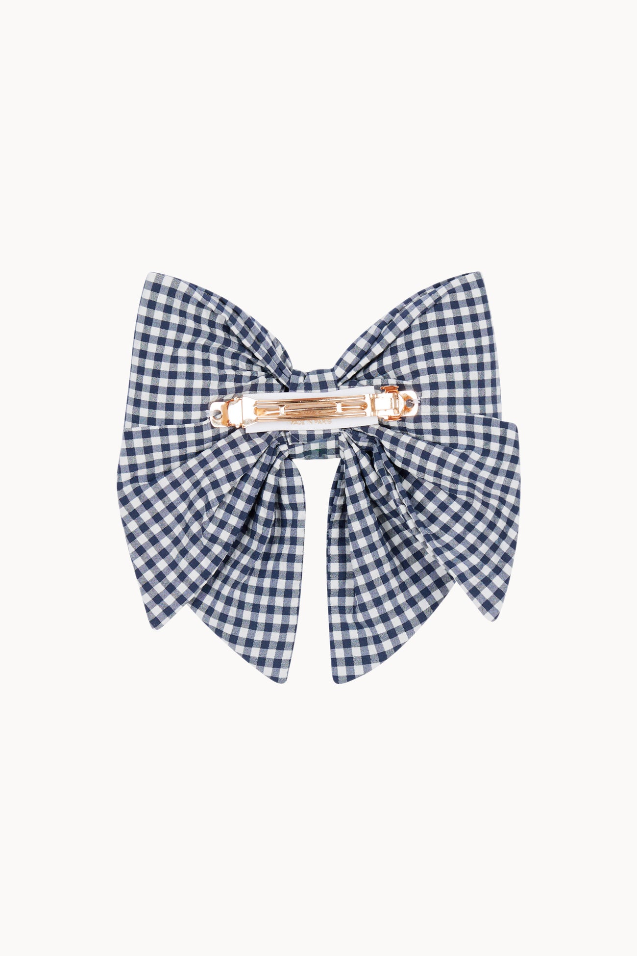 Large Hair Bow - Navy - Gingham