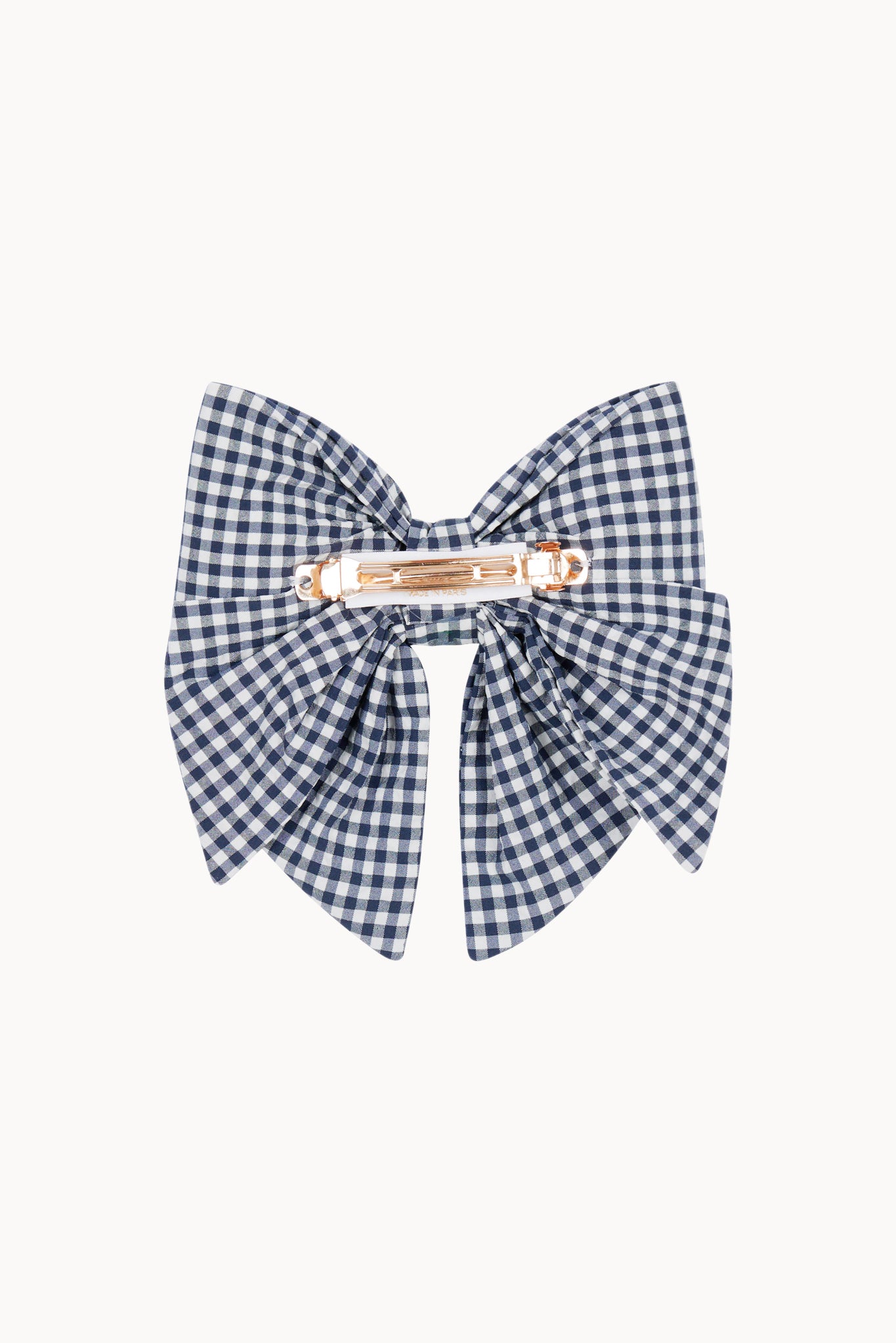 Large Hair Bow - Navy - Gingham