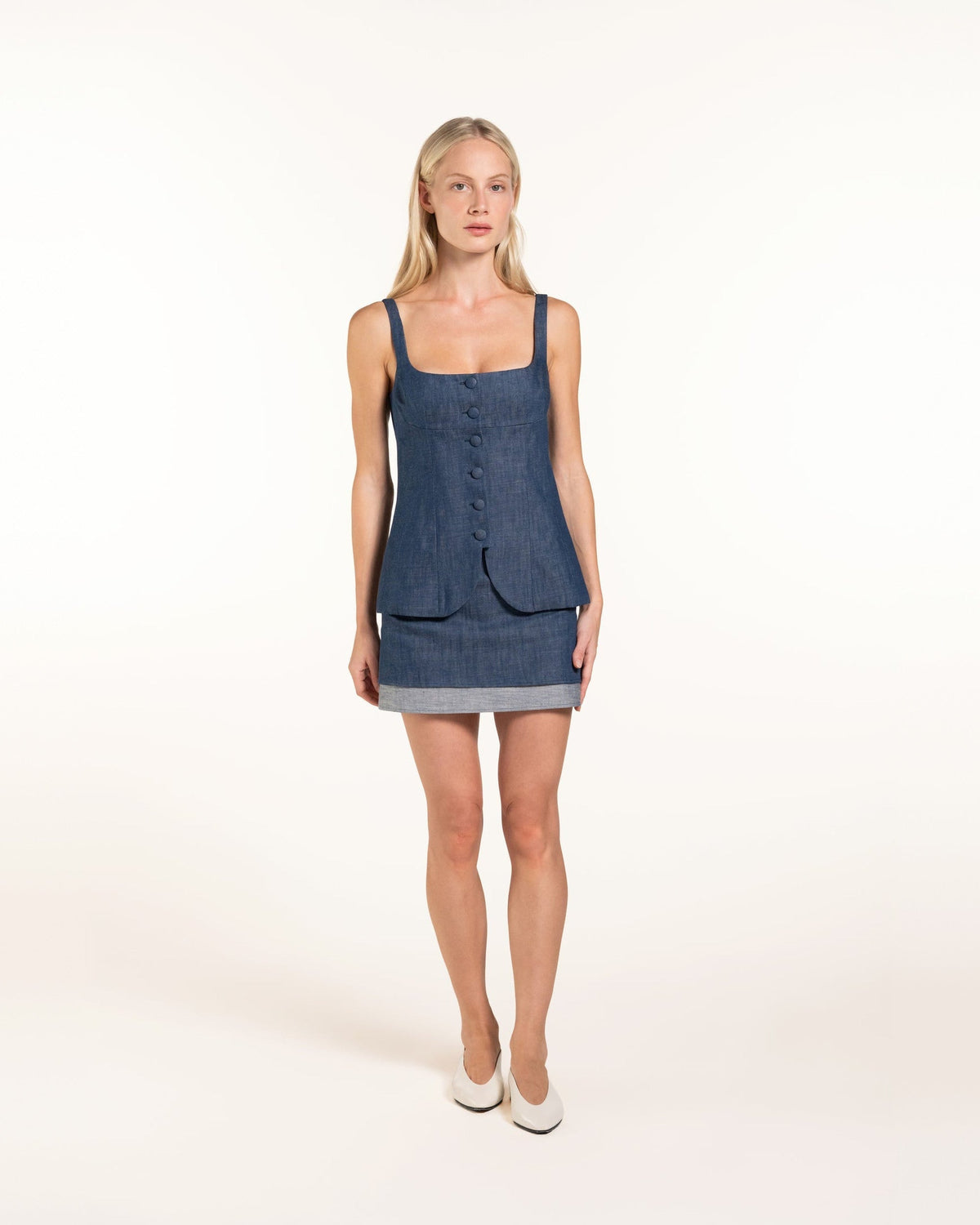 Zhiggie Colette Top in indigo denim