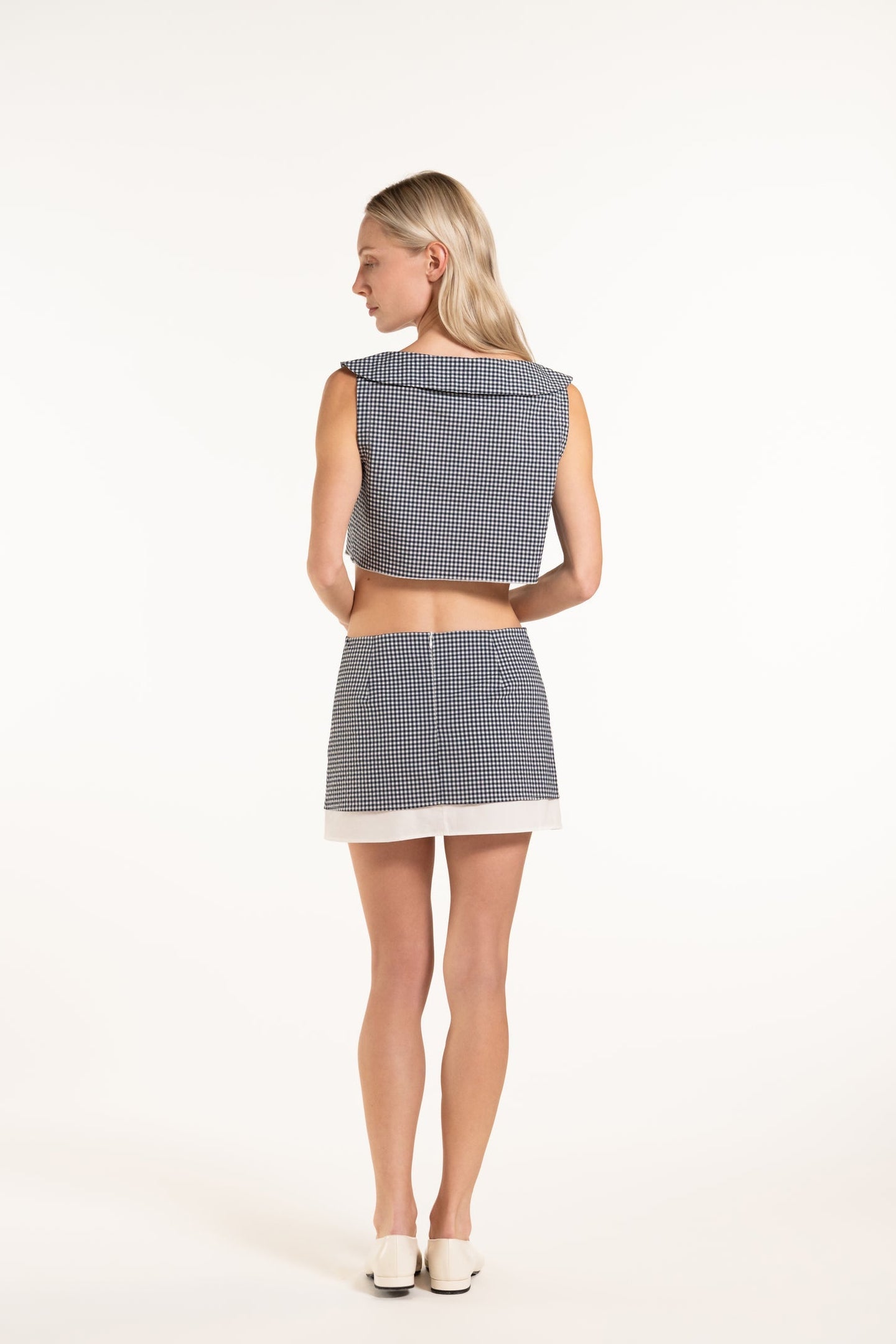 Carla Skirt - Navy - Gingham