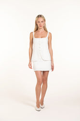 Carla Skirt - White - Denim