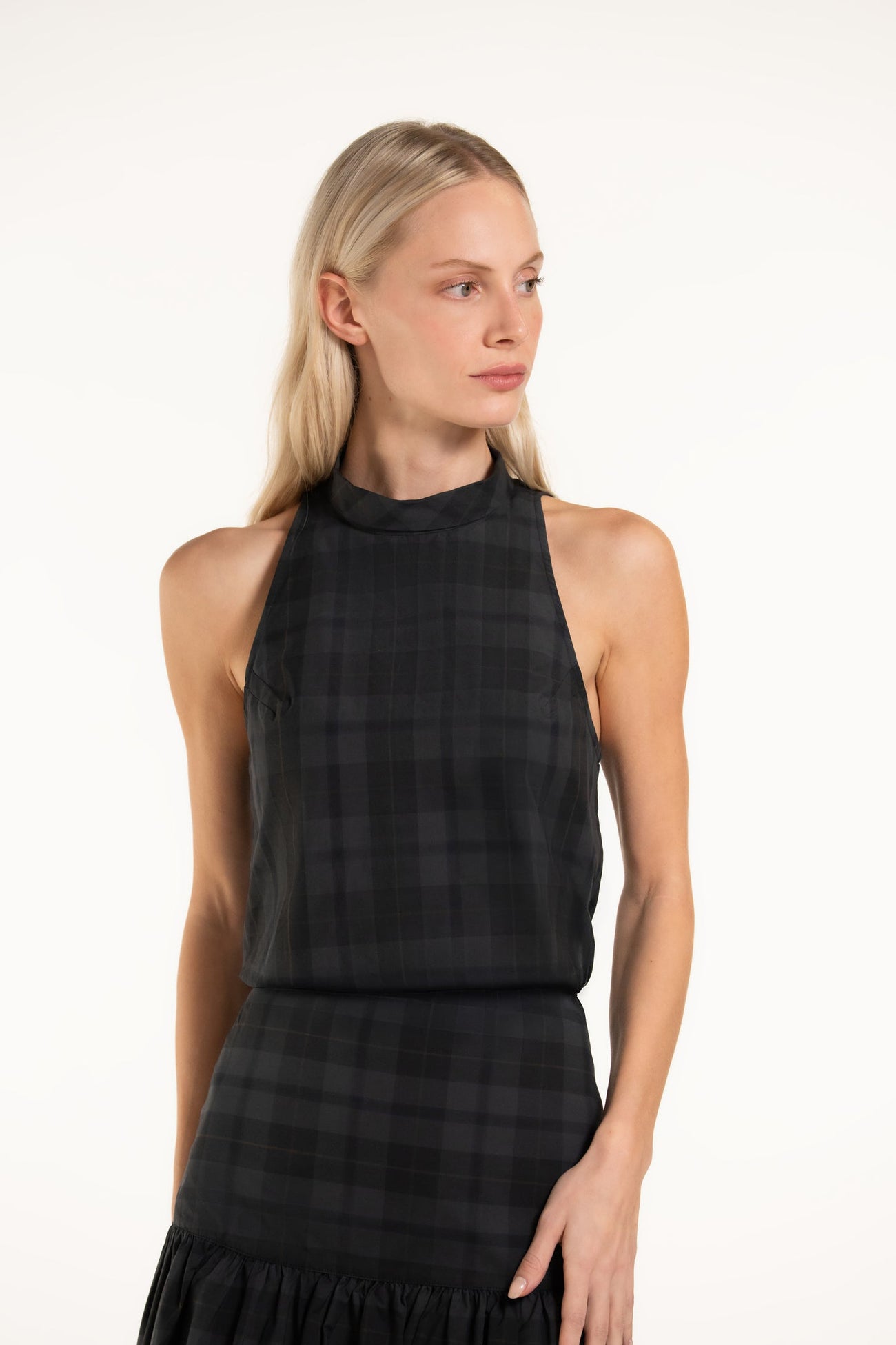 Cassie Top - Smoke - Plaid