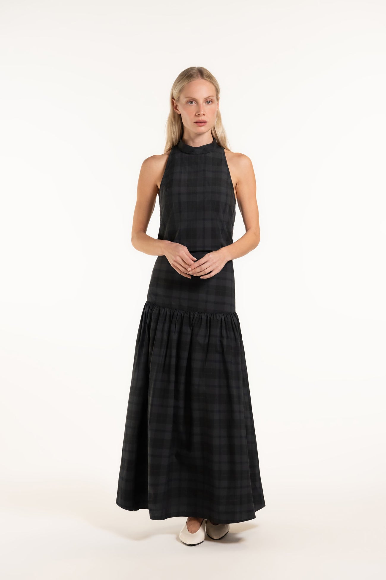 Cassie Top - Smoke - Plaid