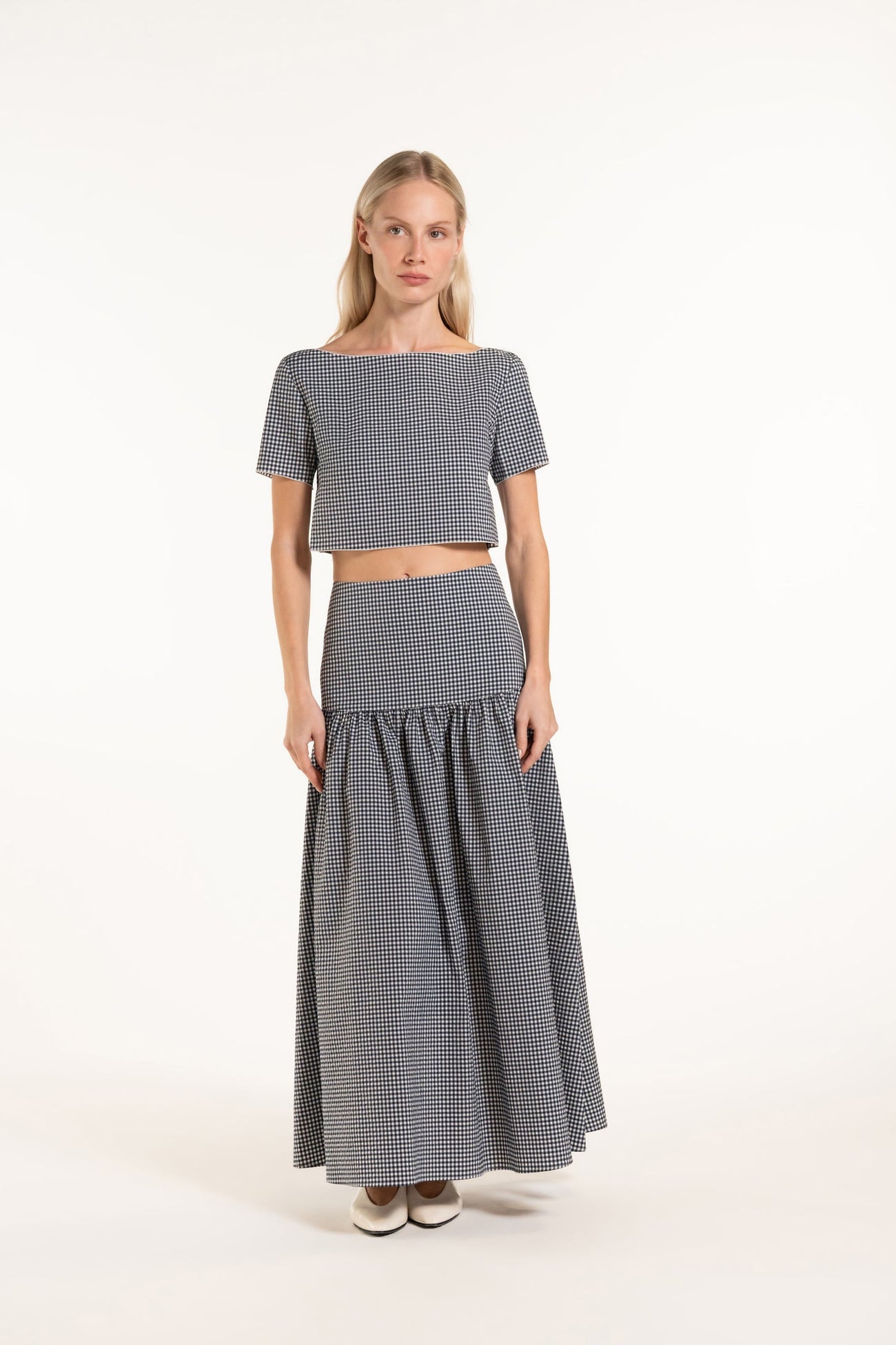 Chloé Top - Navy - Gingham