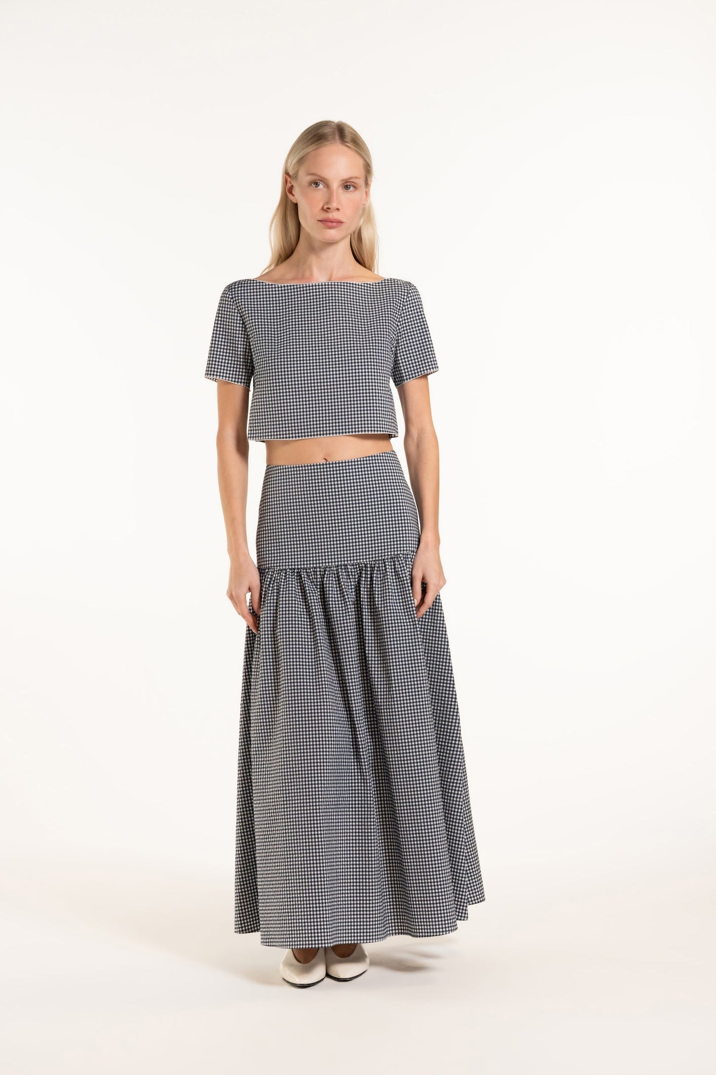 Chloé Top - Navy - Gingham