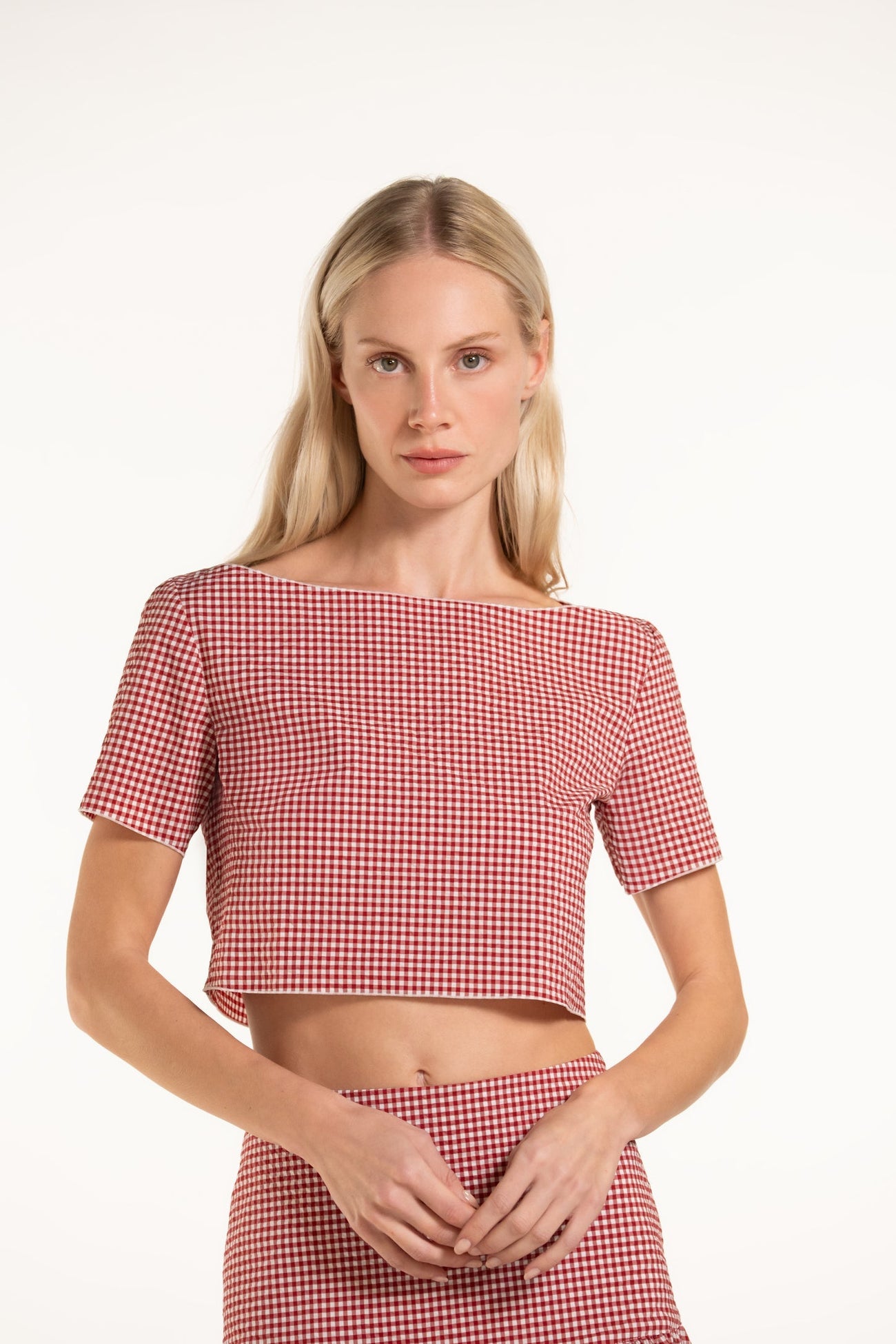 Chloé Top - Cherry - Gingham