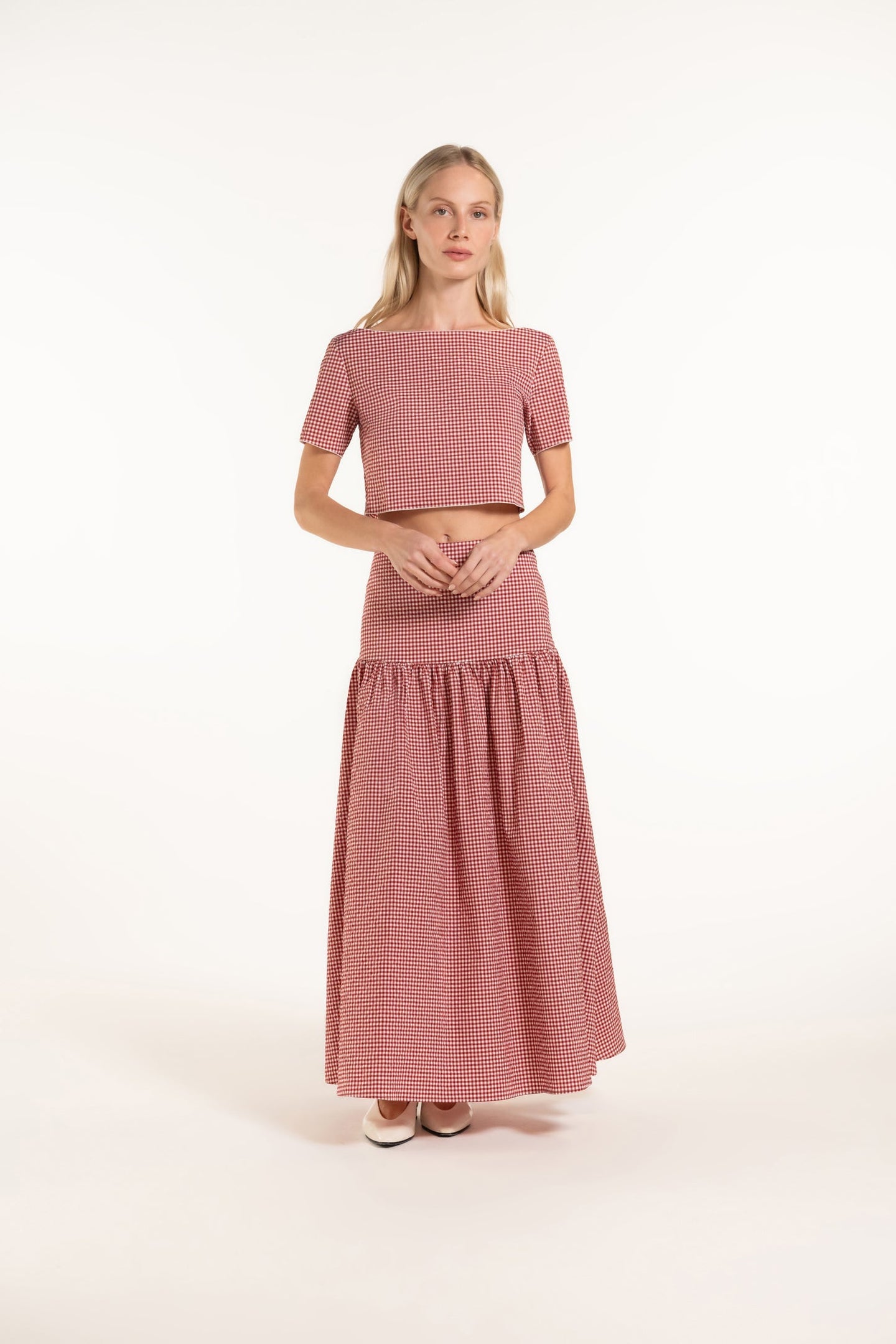 Chloé Top - Cherry - Gingham