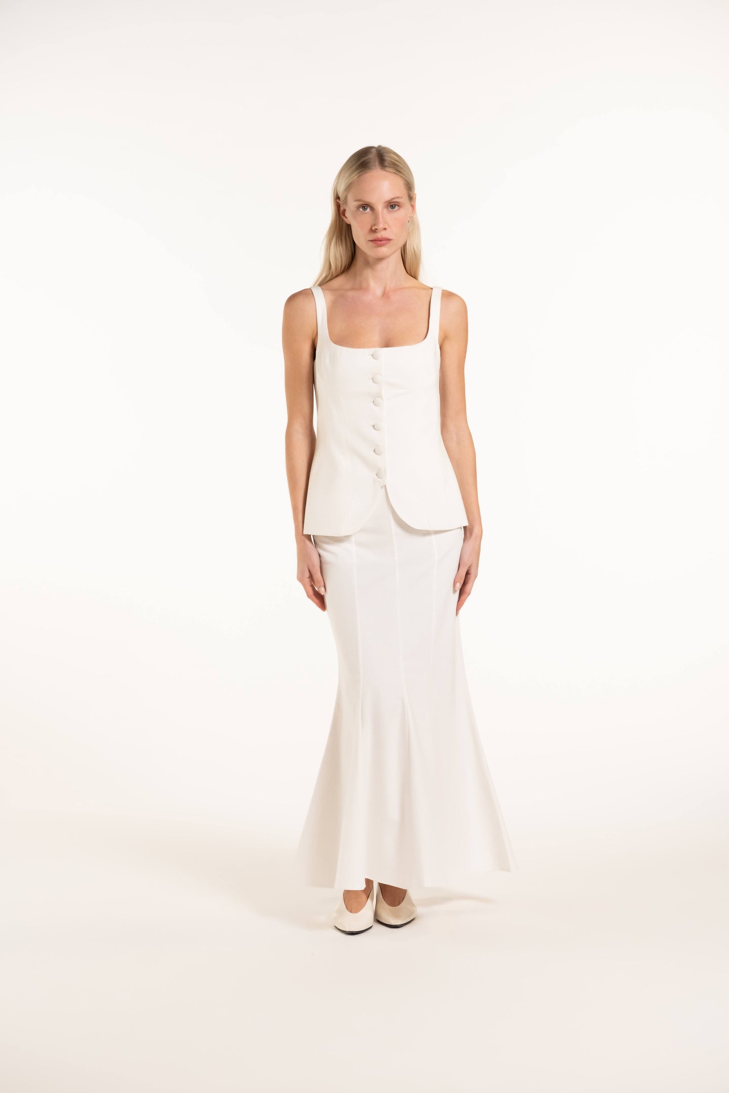 Clarice Skirt - White - Denim