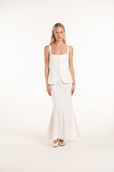Clarice Skirt - White - Denim