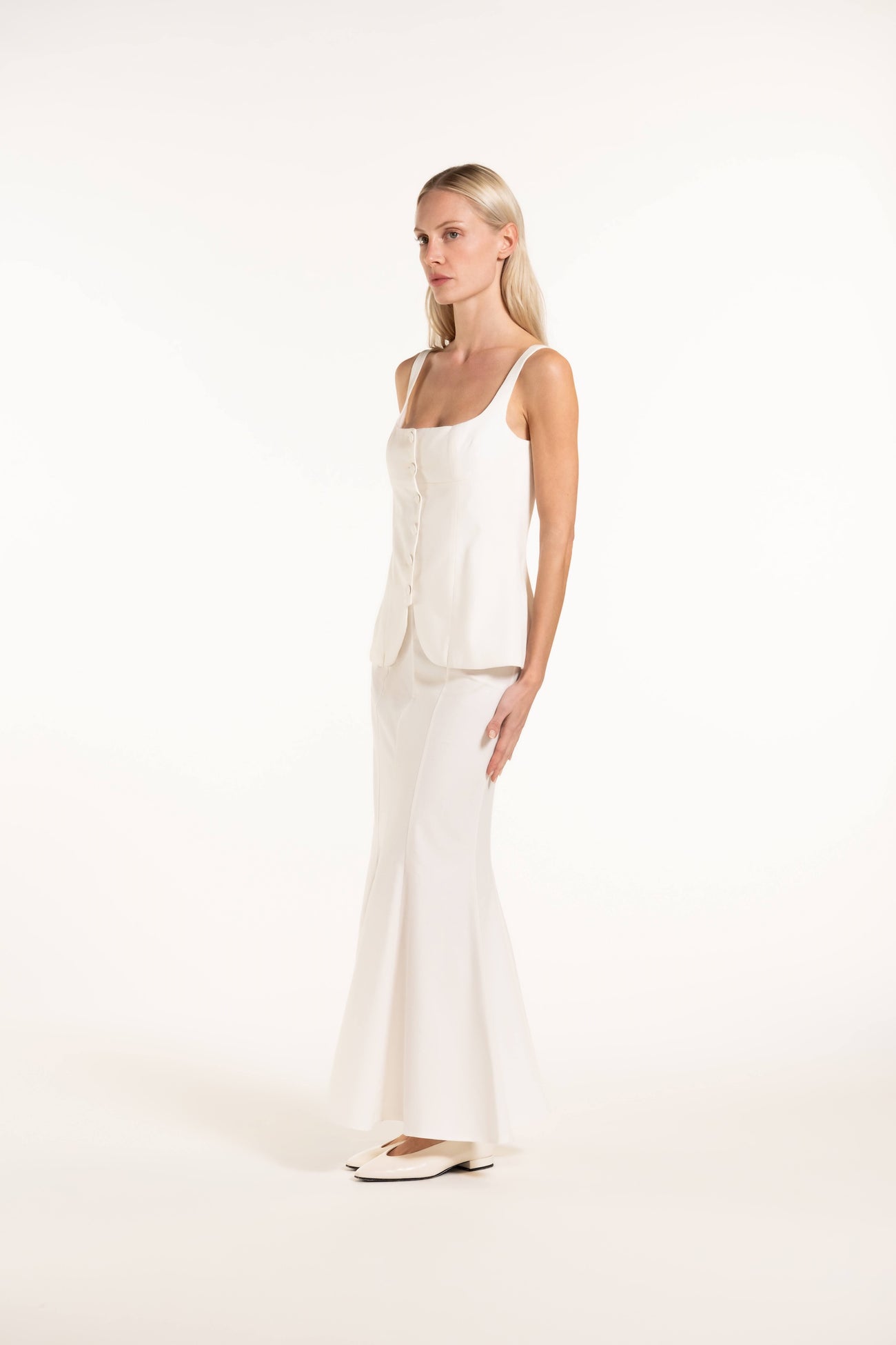 Clarice Skirt - White - Denim