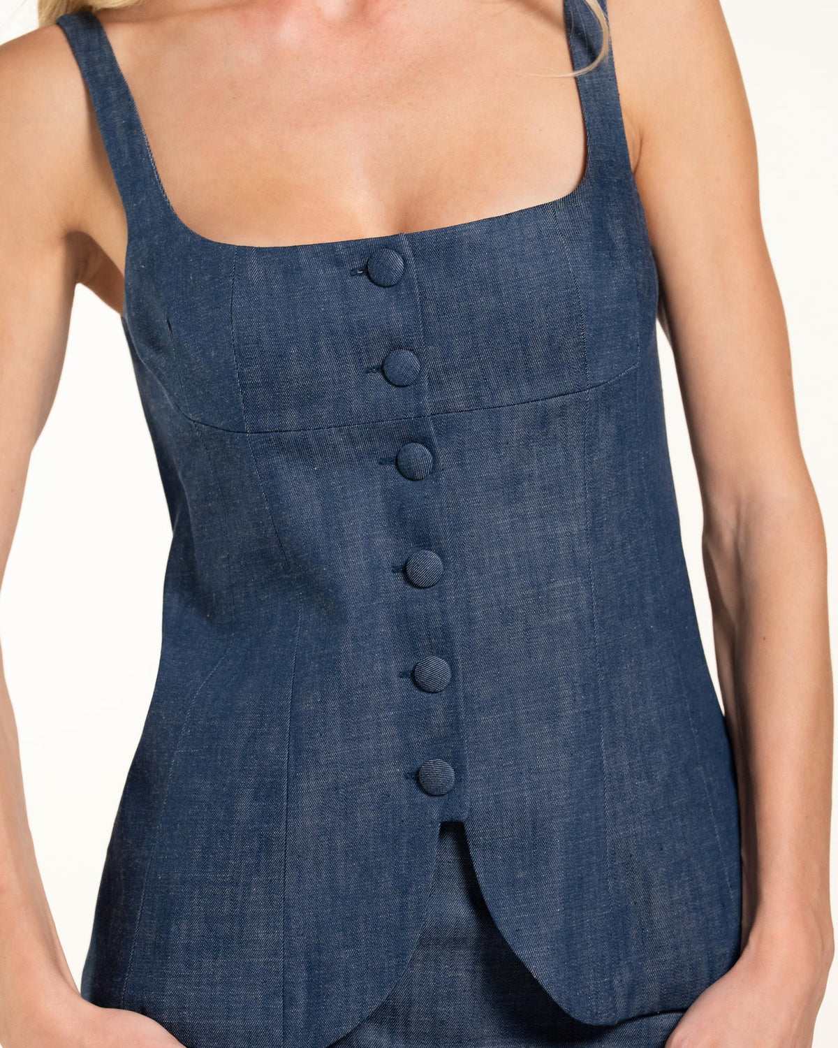 Zhiggie Colette Top in indigo denim