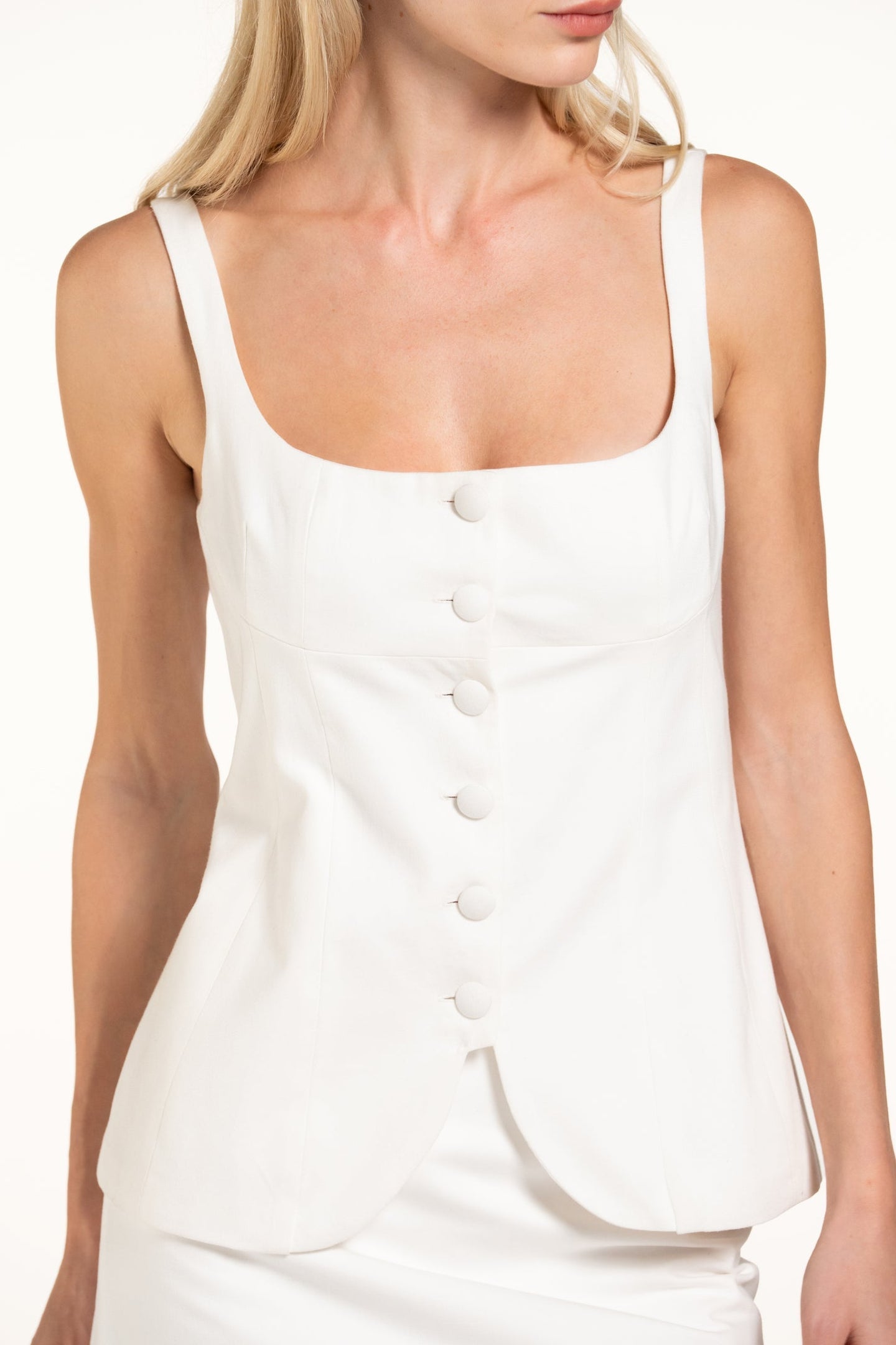 Colette Top - White - Denim