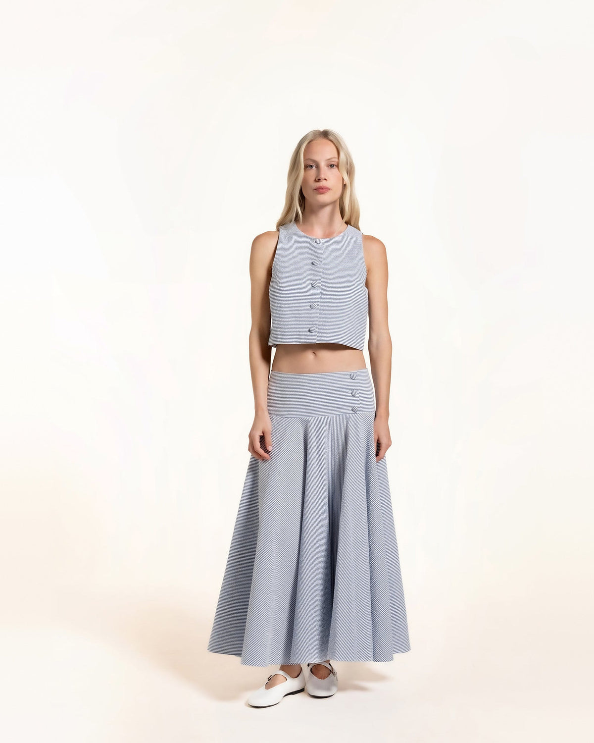 Zhiggie Dacha Top and Dolly Skirt in ice stripes