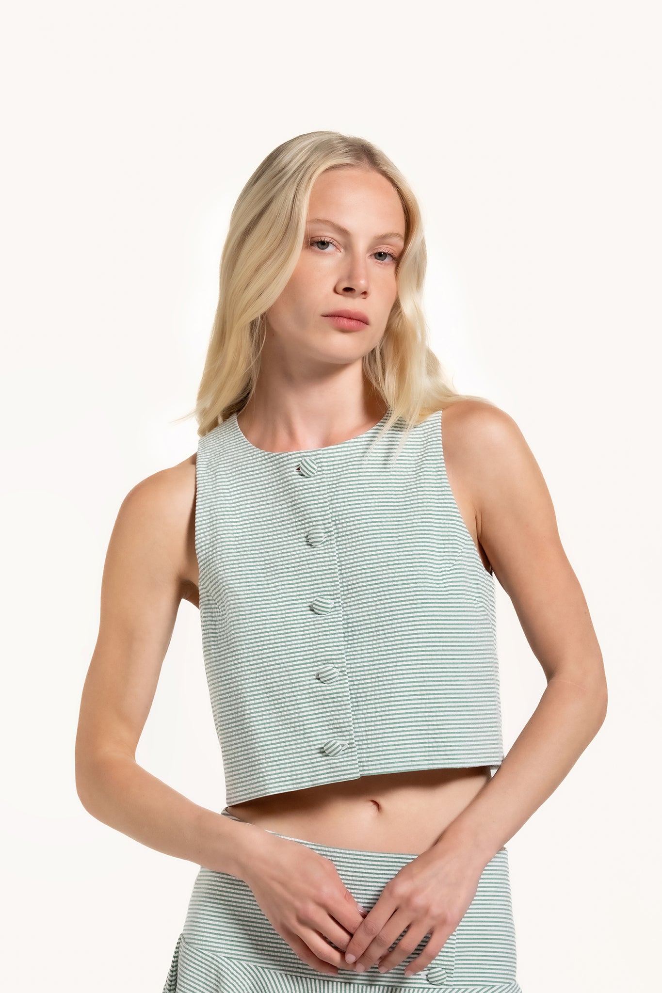 Zhiggie Dacha Top in sage stripes