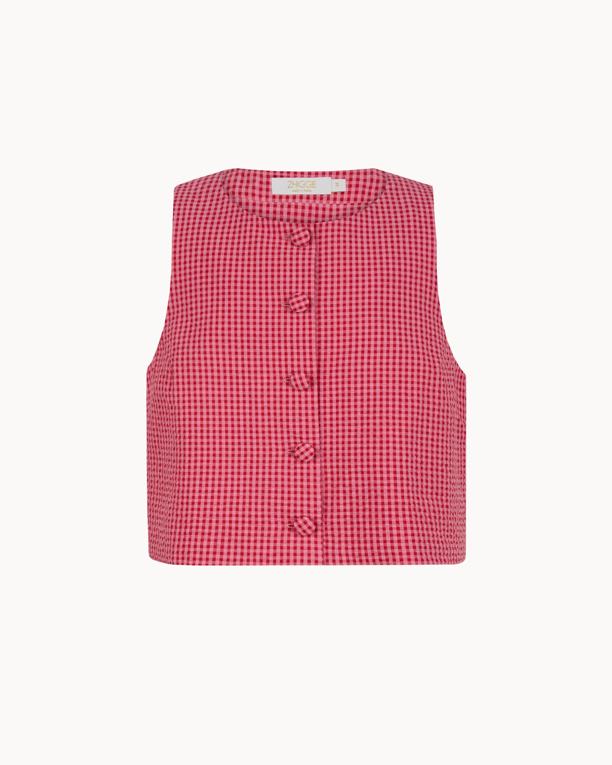 Zhiggie Dacha Top in raspberry gingham