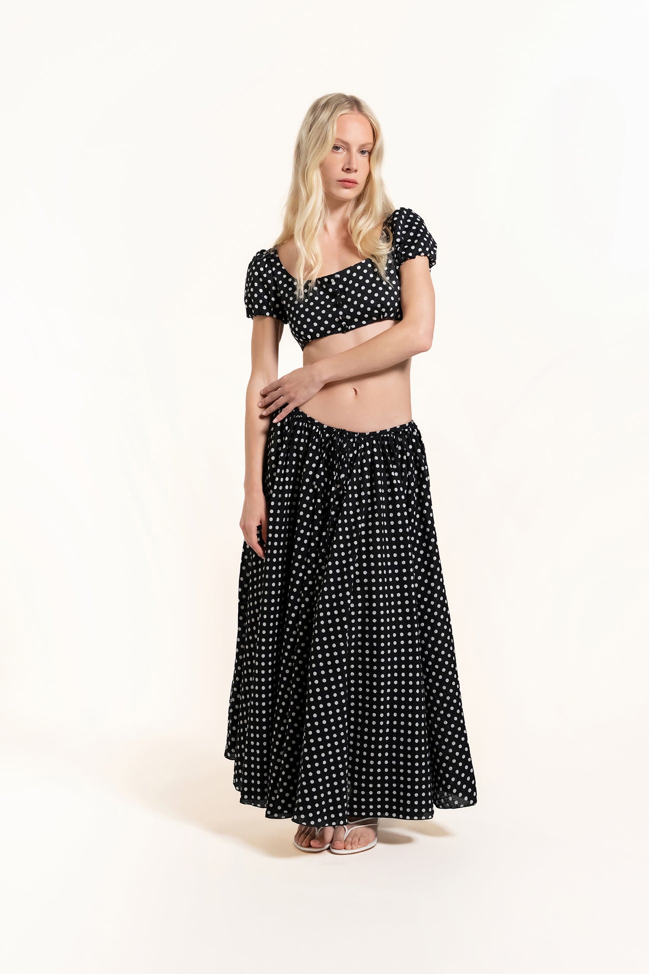 Zhiggie Diodora Skirt in black polka dots