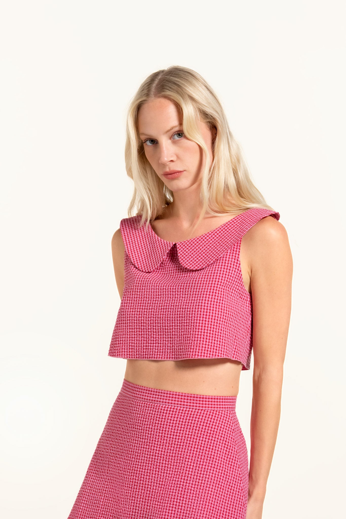 Gabriella Top - Raspberry - Gingham