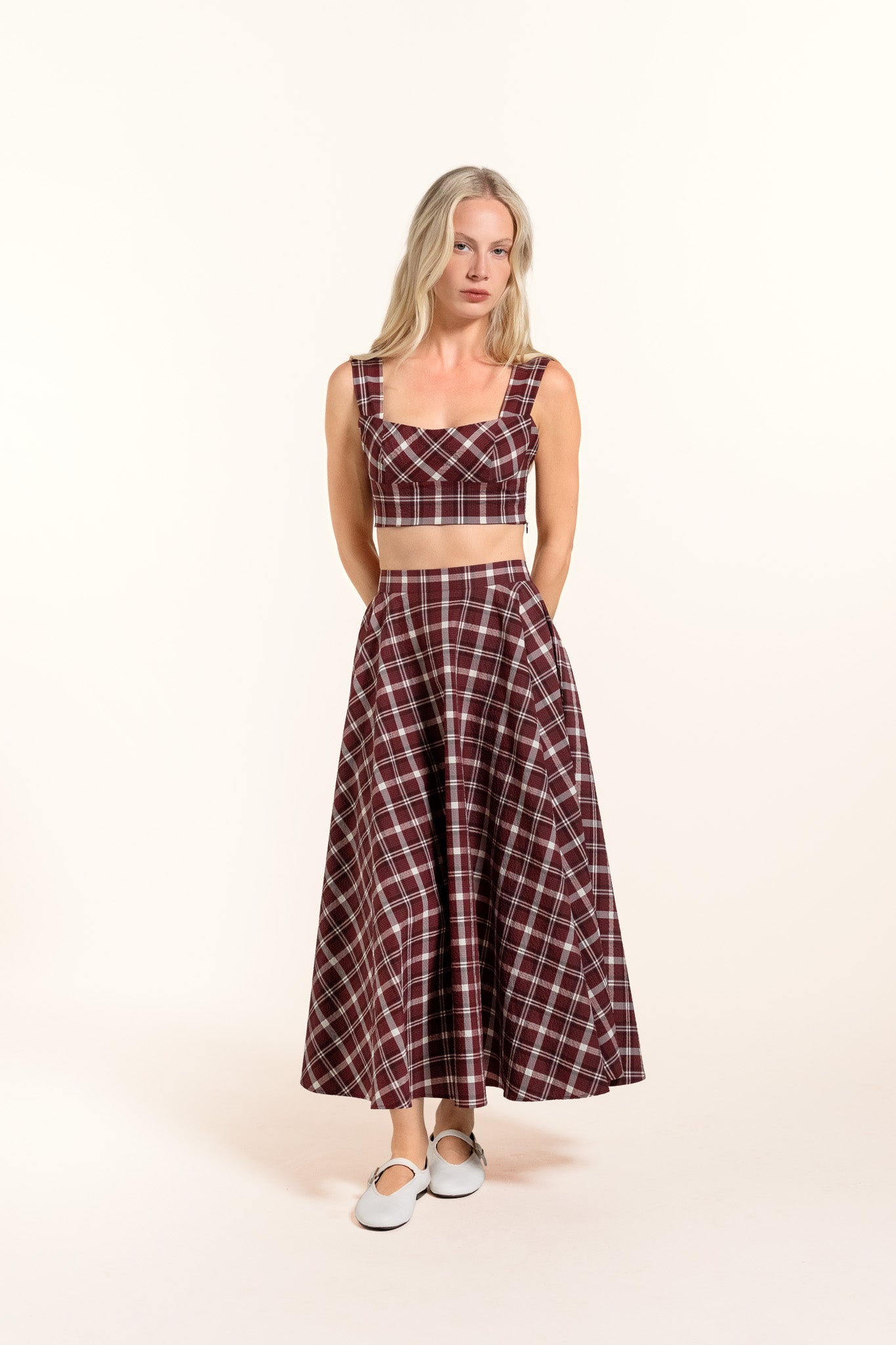 Babilou Skirt - Wine - Plaid