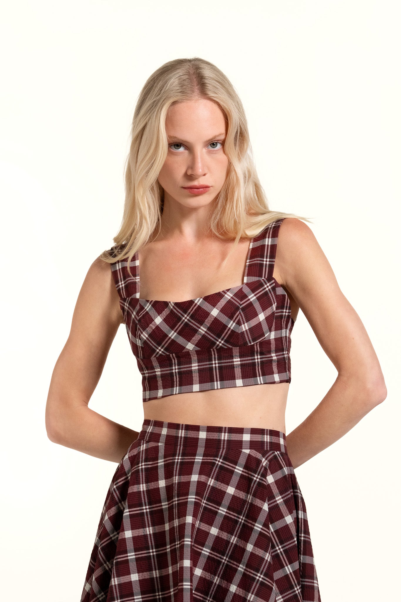 Acacia Top - Wine - Plaid