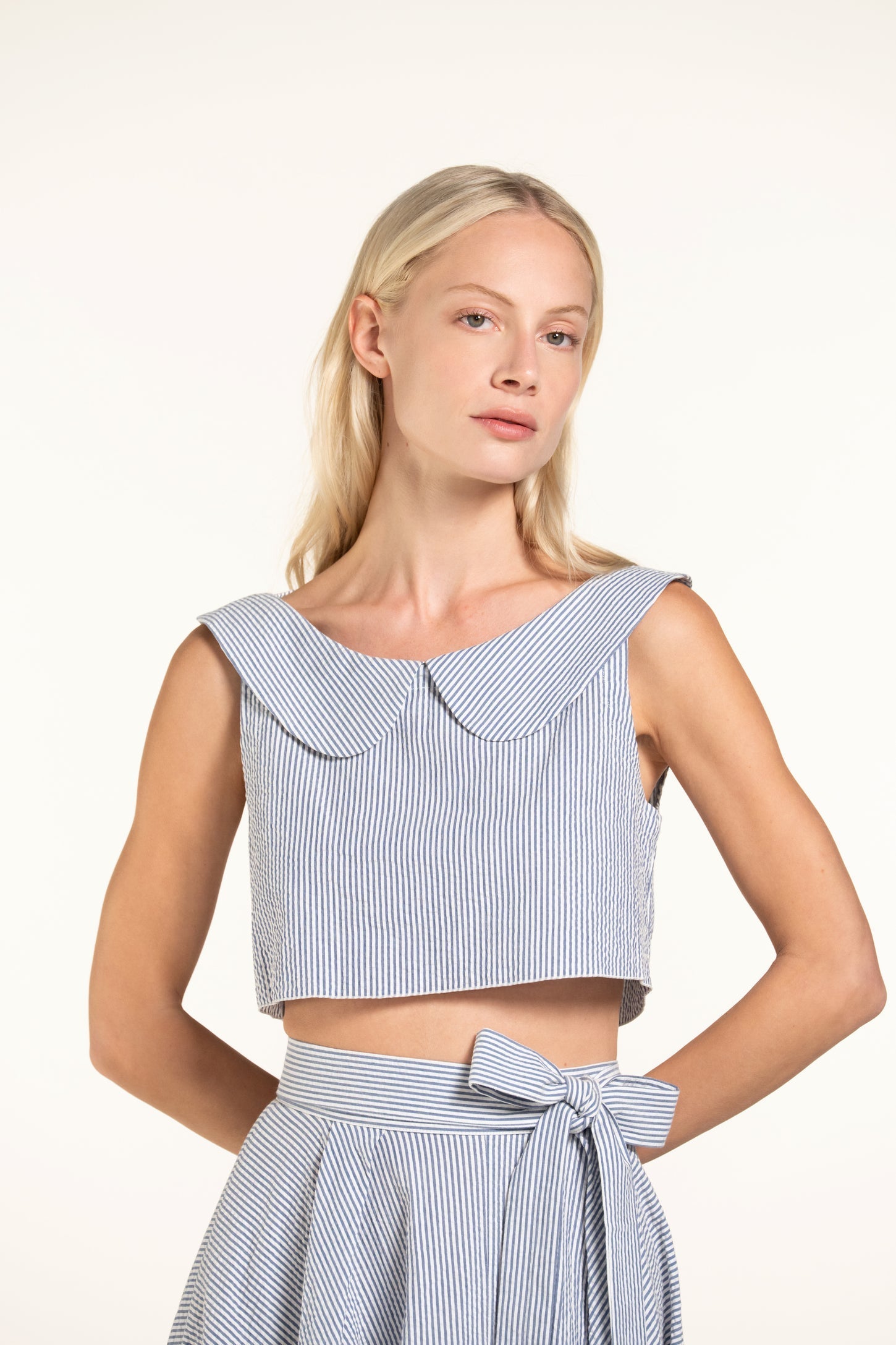 Gabriella Top - Grey-blue - Stripes