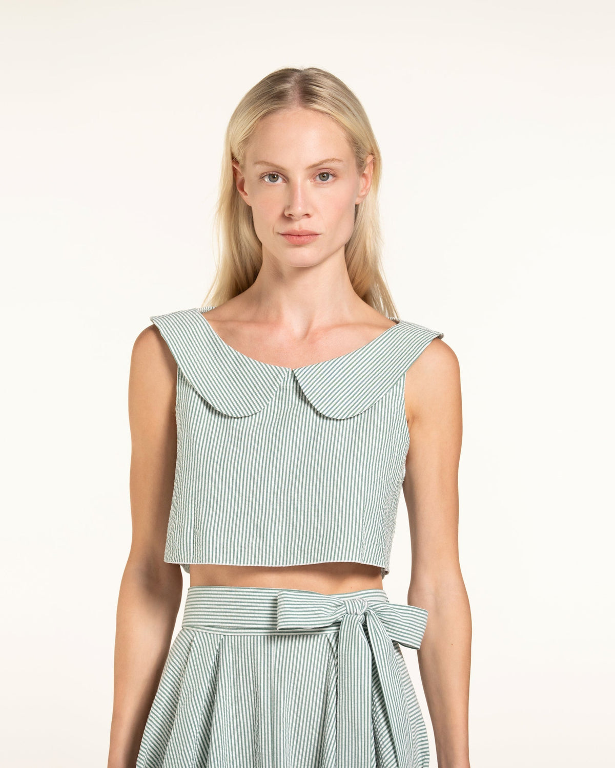 Zhiggie Gabriella Top in sage stripes