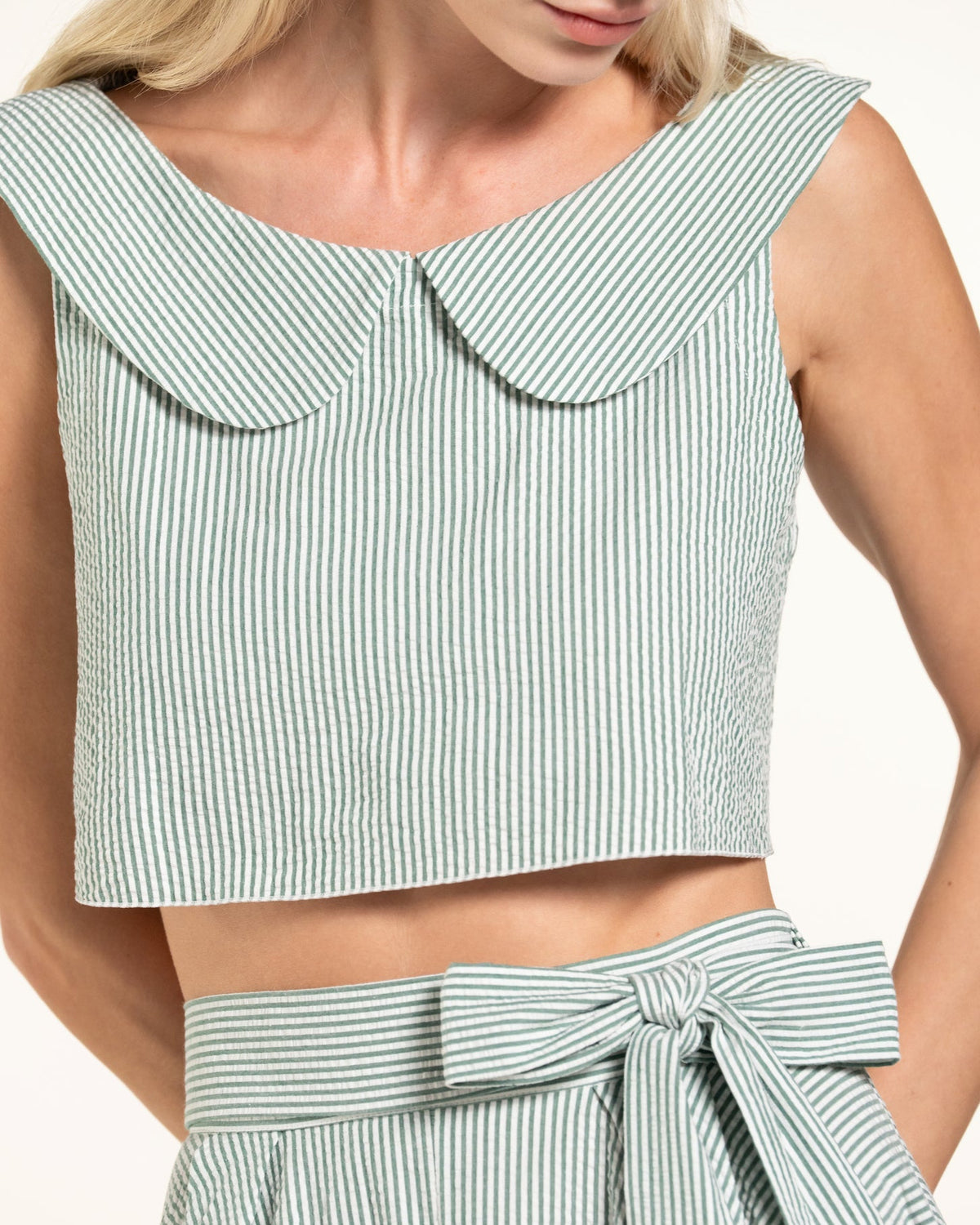 Zhiggie Gabriella Top in sage stripes