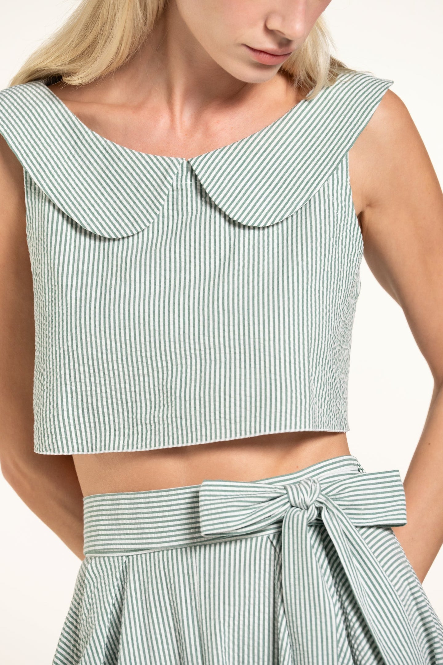 Gabriella Top - Sage - Stripes