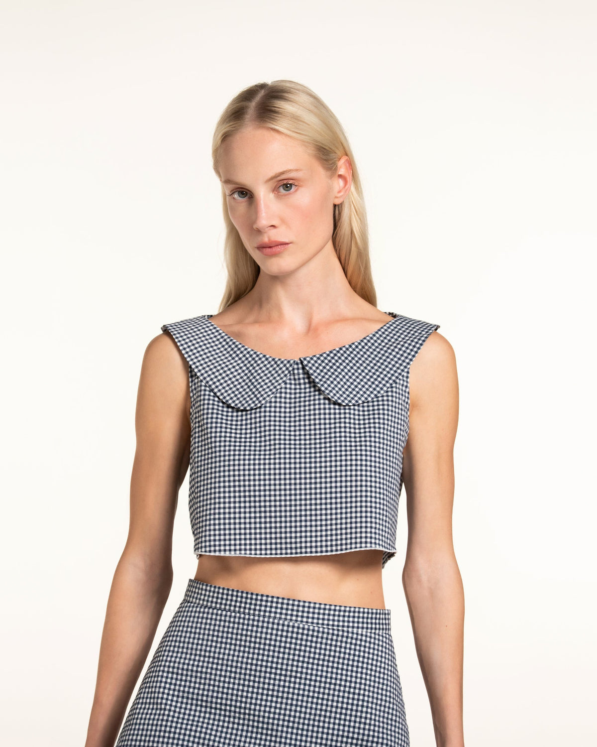 Zhiggie Gabriella Top in navy gingham