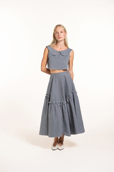 Mathilde Skirt - Navy - Gingham | Zhiggie – ZHIGGIE