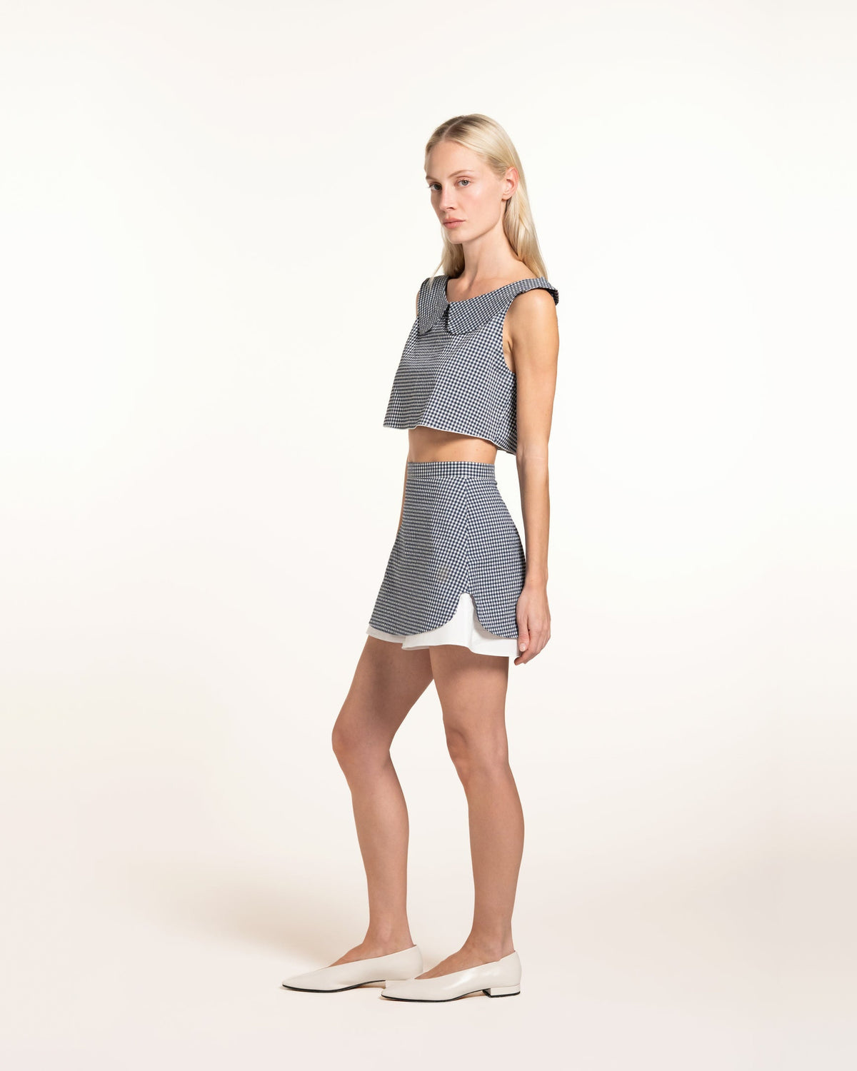 Zhiggie Gabriella Top in navy gingham