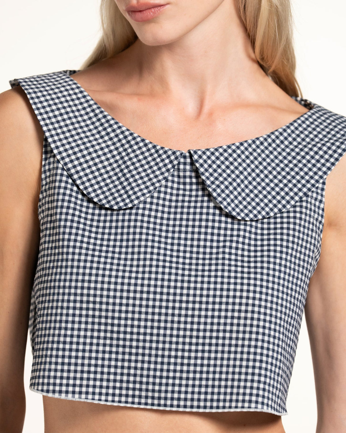 Zhiggie Gabriella Top in navy gingham